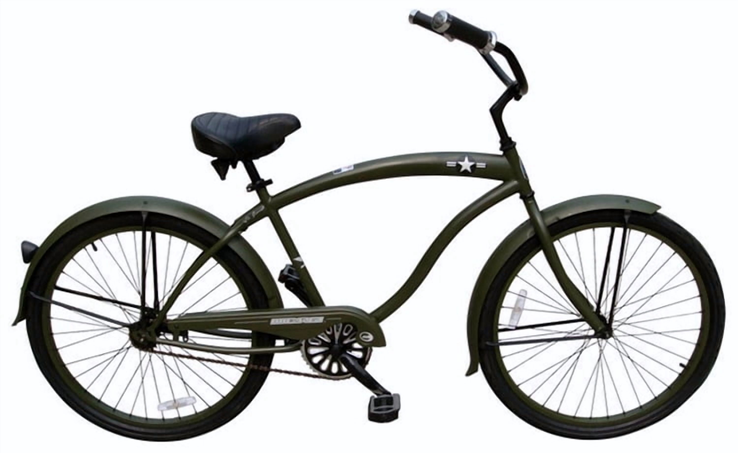 Micargi General Beach Cruiser Bicycle Single Speed Coaster Brake with Fenders (Black, 26 in) 5ag92