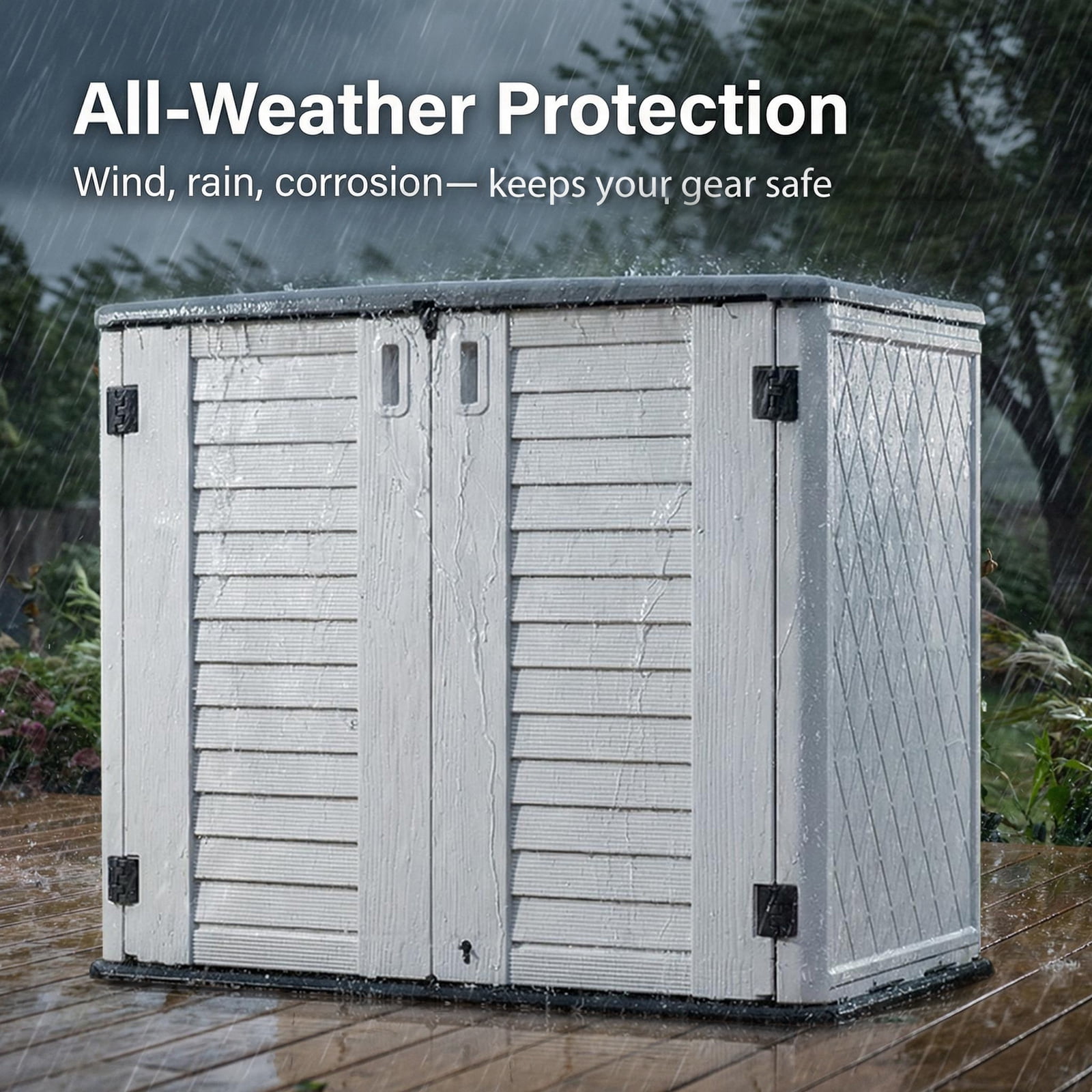 Ledmomo Outdoor Garden Storage Box, Weatherproof Resin Cabinet for Patio and Backyard (White, 34 cu ft) 9f40g