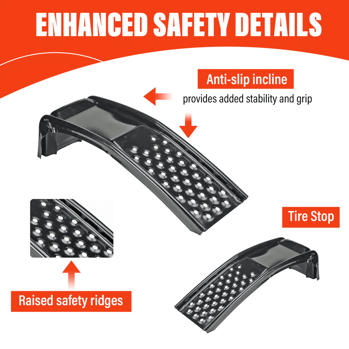 Uriah Products Heavy Duty Steel Car Ramps for Vehicle Maintenance (Black, 8000 lb Capacity) yqhg3