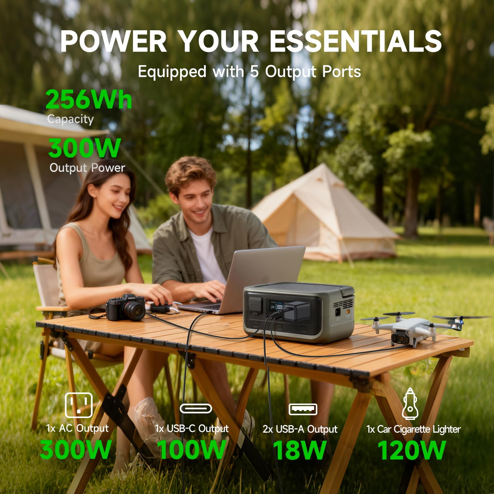 ALLPOWERS P300 Portable Power Station with 100W ETFE Solar Panel (Black, 256Wh) l0p0p