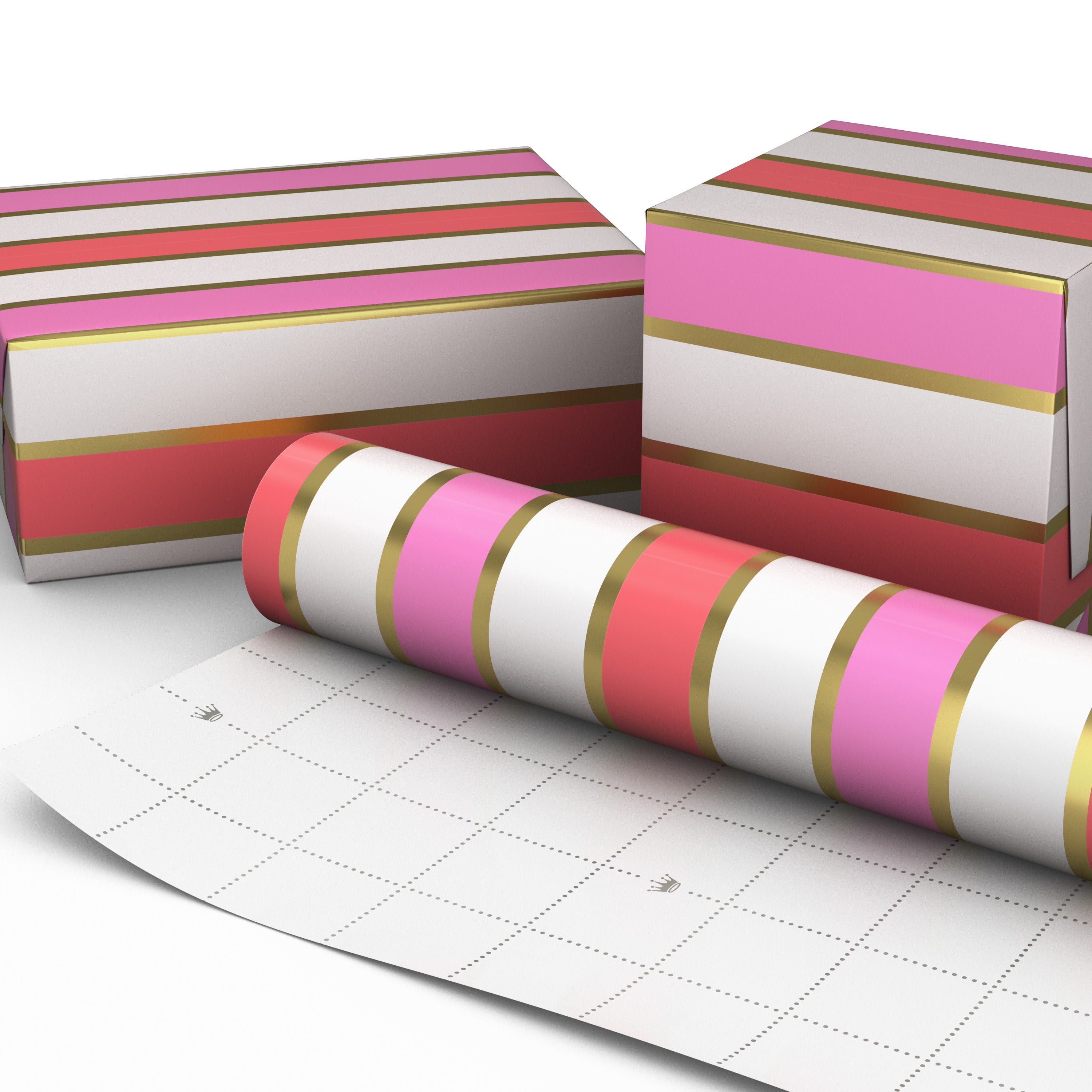 Hallmark Premium Gift Wrapping Paper (Pink and Gold Foil Stripes, 17.5 sq. ft.) j9mes