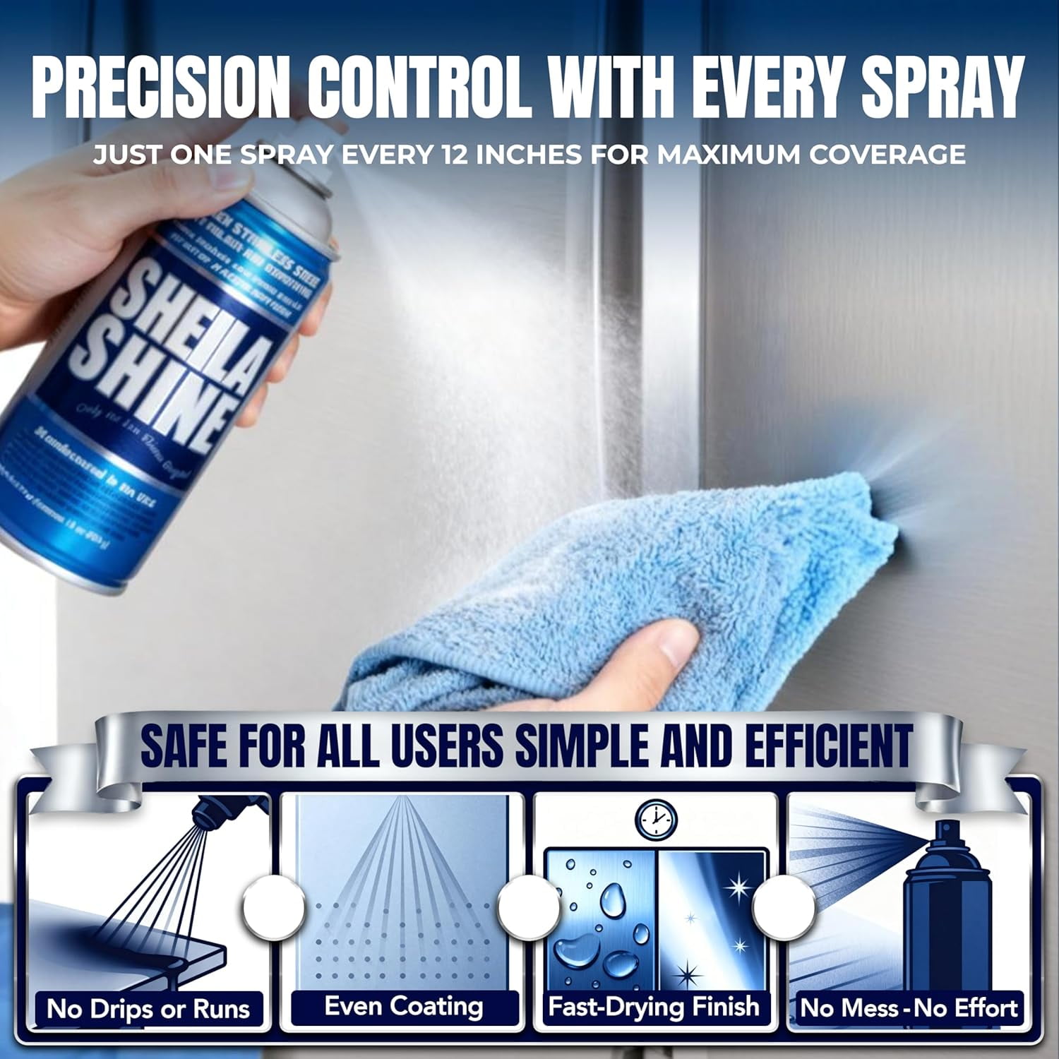 Sheila Shine Stainless Steel Cleaner and Polish, Streak-Free Protective Coating for Kitchen Appliances (10 oz) itlo4