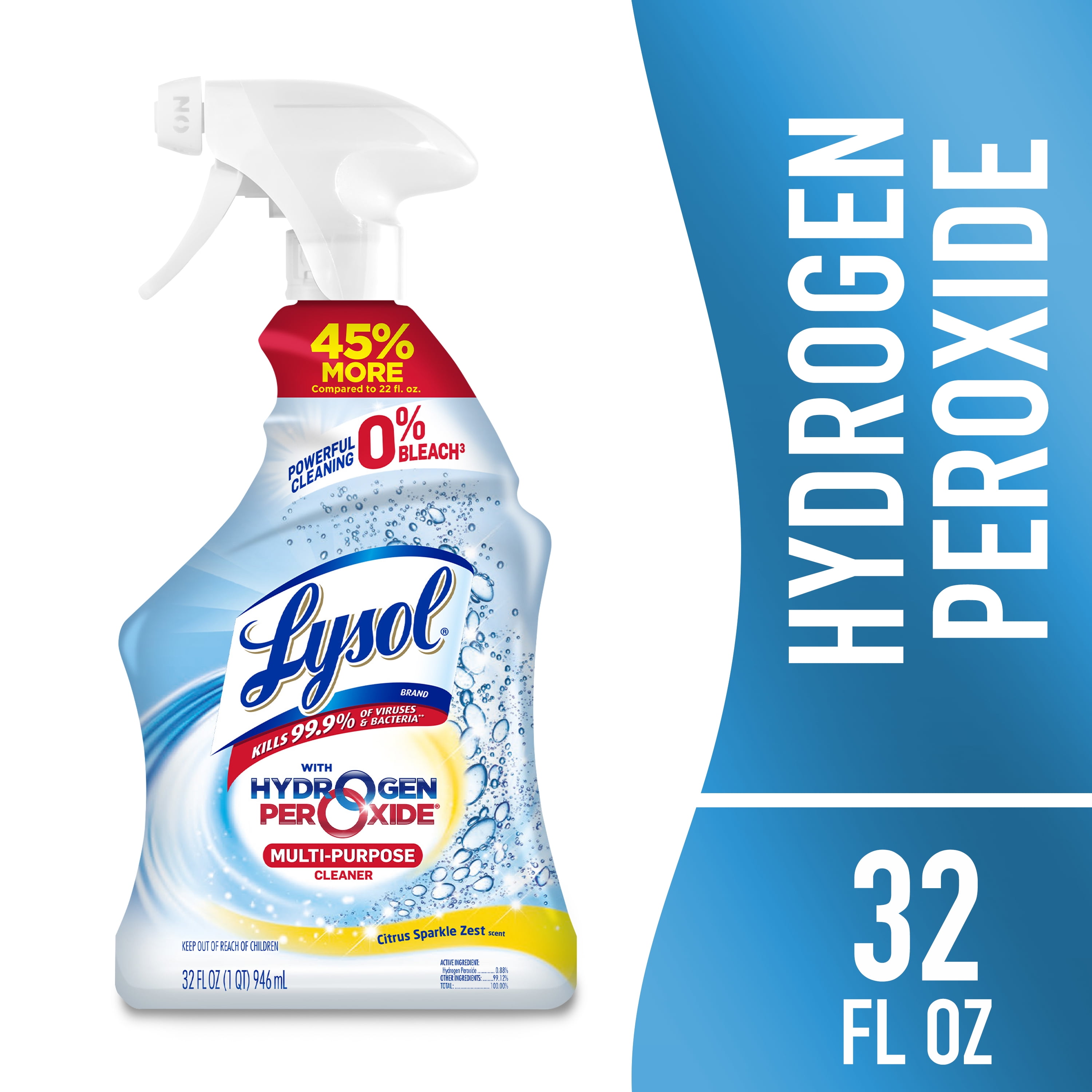 Lysol Hydrogen Peroxide Multi-Purpose Cleaner, Bleach-Free Citrus Scent (32 fl oz) ekulv