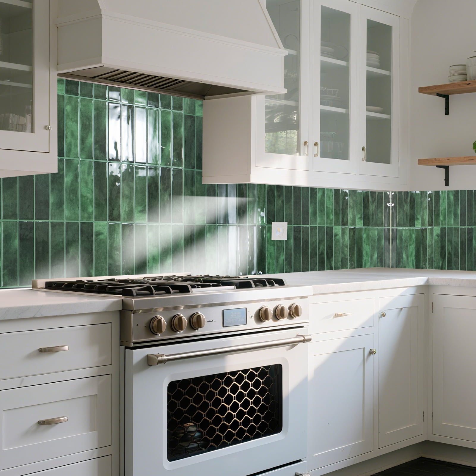 Art3dwallpanel Peel and Stick Backsplash Subway Tile (Green, 10 Pack, 11.4 in x 9 in) aqpr2 - Image 6