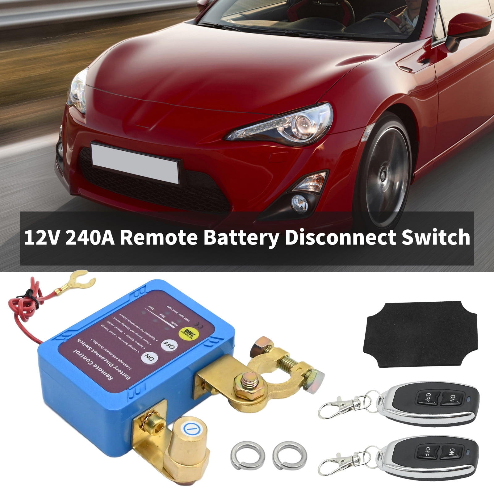 Anxingo 12V 240A Remote Battery Disconnect Switch, Wireless Anti-Theft Kill Switch for Car RV Marine (Blue) espi6