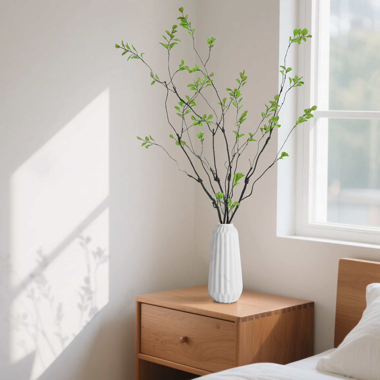 SANMADROLA Artificial Ficus and Eucalyptus Branches for Home Decor (Green, 38 in, 4 Pack) uc4uw