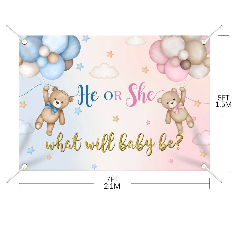 HOBANER Gender Reveal Backdrop Baby Shower Decoration (Pink and Blue, 7 ft x 5 ft) pgwcx