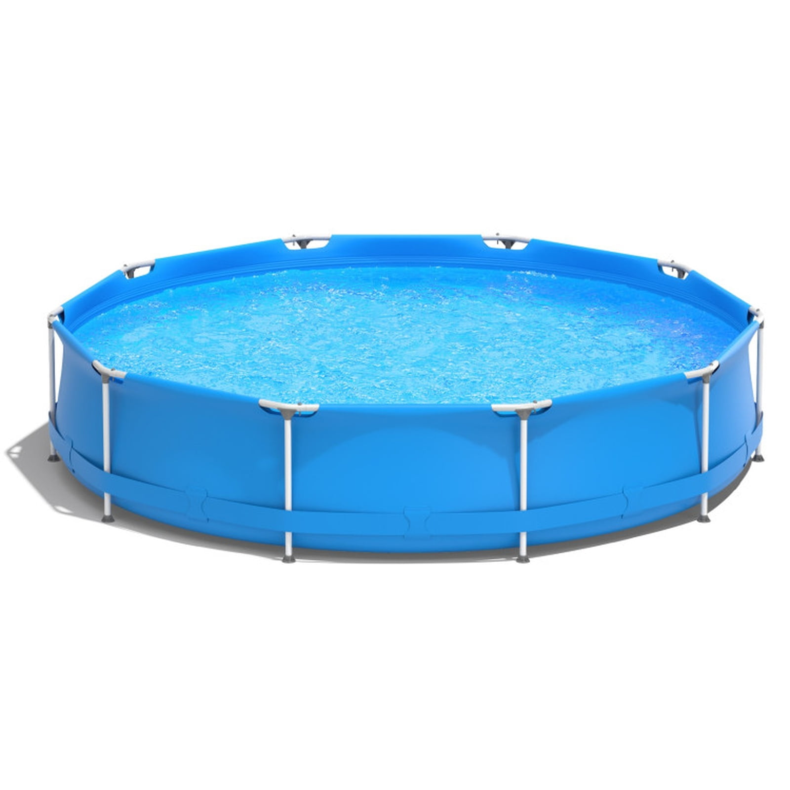 Airfind Round Above Ground Swimming Pool with Iron Frame and Cover (Blue, 12 ft x 30 in) ozlb0