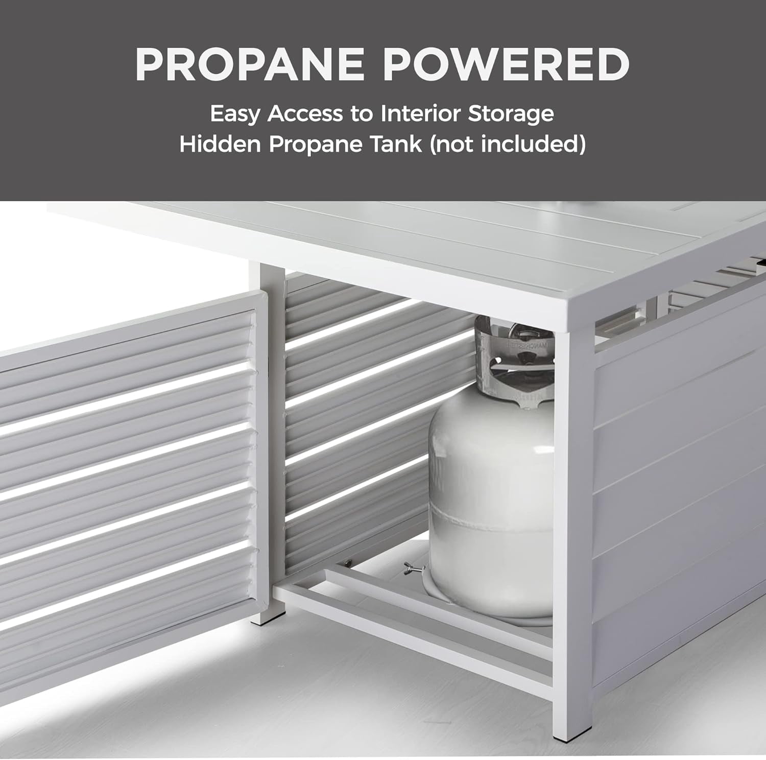 RoyalCarft Outdoor Patio Aluminum Propane Gas Fire Pit Table, 50,000 BTU Rectangular Fire Table with Stainless Steel Burner and Waterproof Cover (White, 54.3 in) v44eq