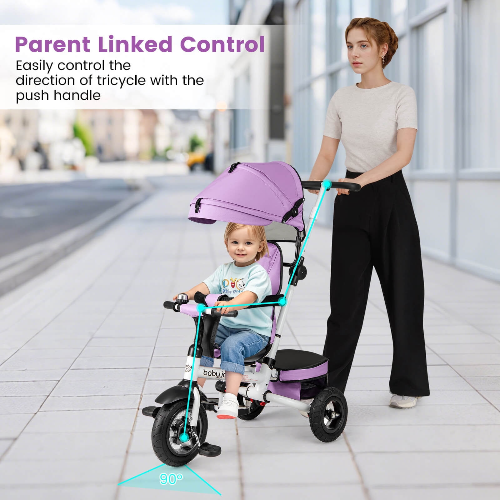 INFANS 5-in-1 Folding Toddler Tricycle with Adjustable Canopy and Storage (Pink) r4evd