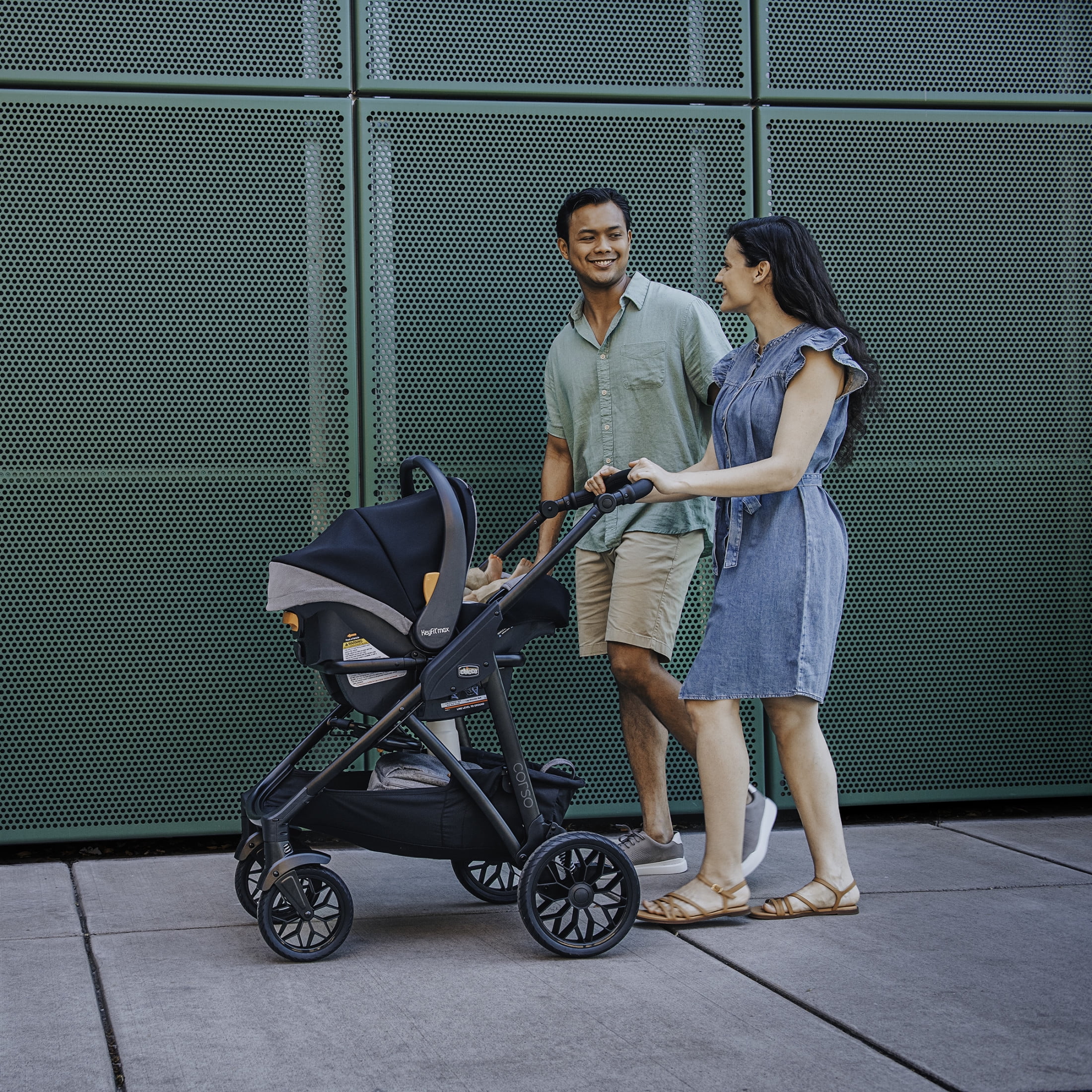 Chicco Corso LE ClearTex Modular Travel System with KeyFit Max Infant Car Seat (Canyon Grey, 1 Pack) vp6mx