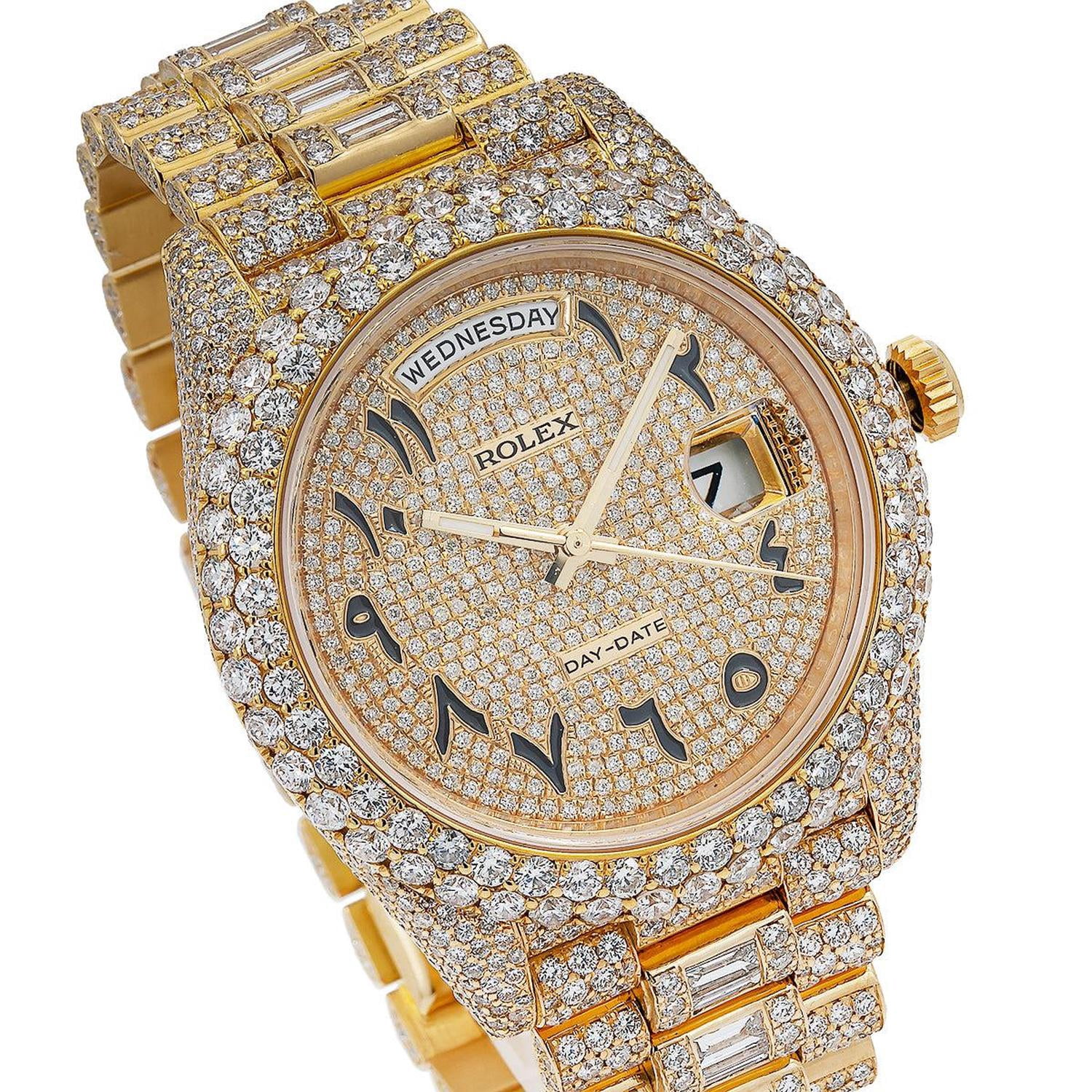 Rolex Day-Date 40mm 228238 18K Yellow Gold Diamond Paved Eastern Arabic Dial President Watch (40mm) 3nh2b