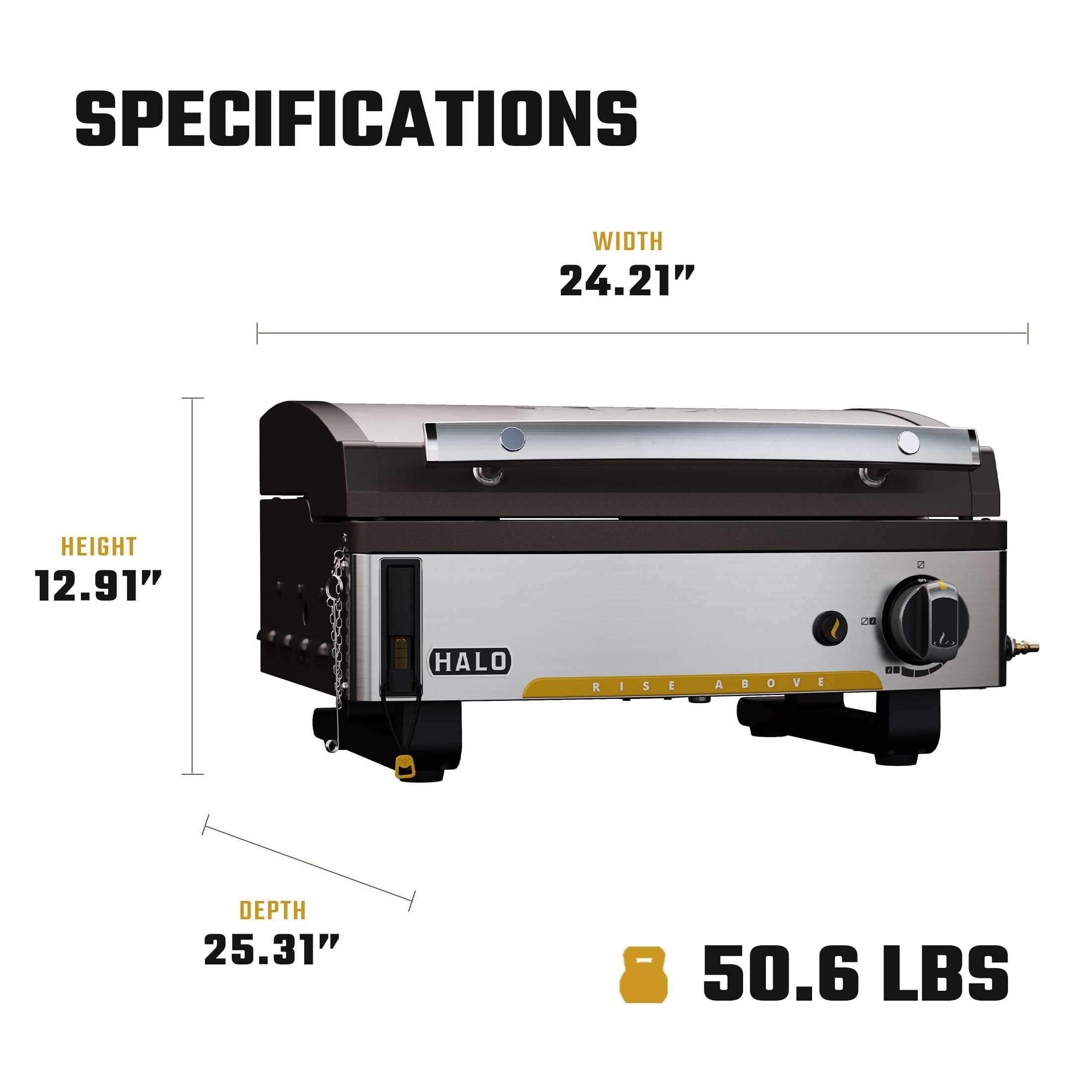 Halo Elite1B 1-Burner Outdoor Propane Gas Griddle with 2-Zone Cooking (Black, 284 sq in) agkdn