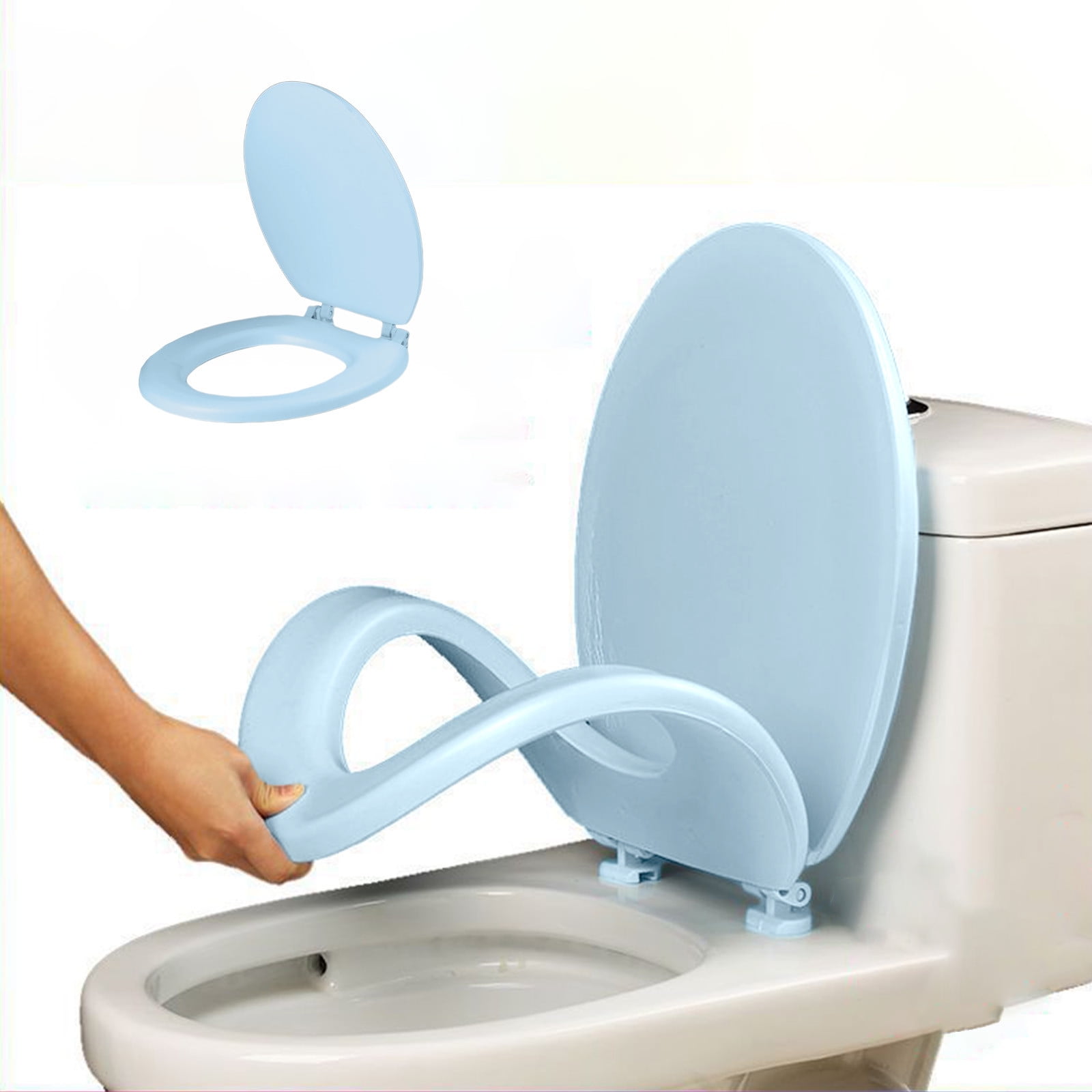 Tainini Round Toilet Seat, Quiet-Close Lid, Easy-Clean Surface (White, 13 in x 16 in) qkm22