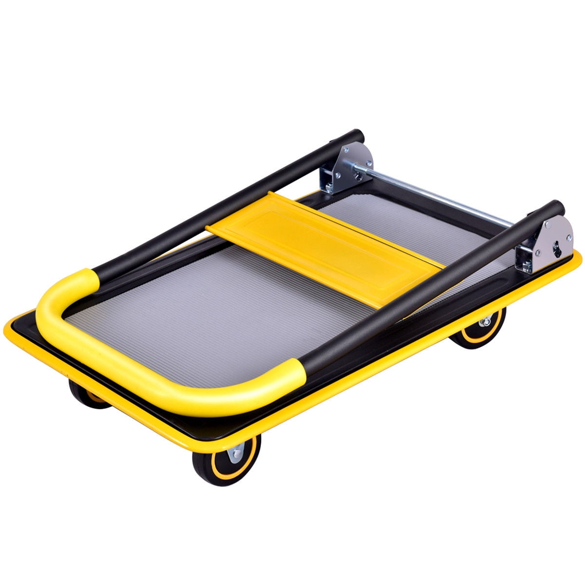 Costway Folding Platform Cart Push Hand Truck (Black, 330 lb Capacity) llzqa
