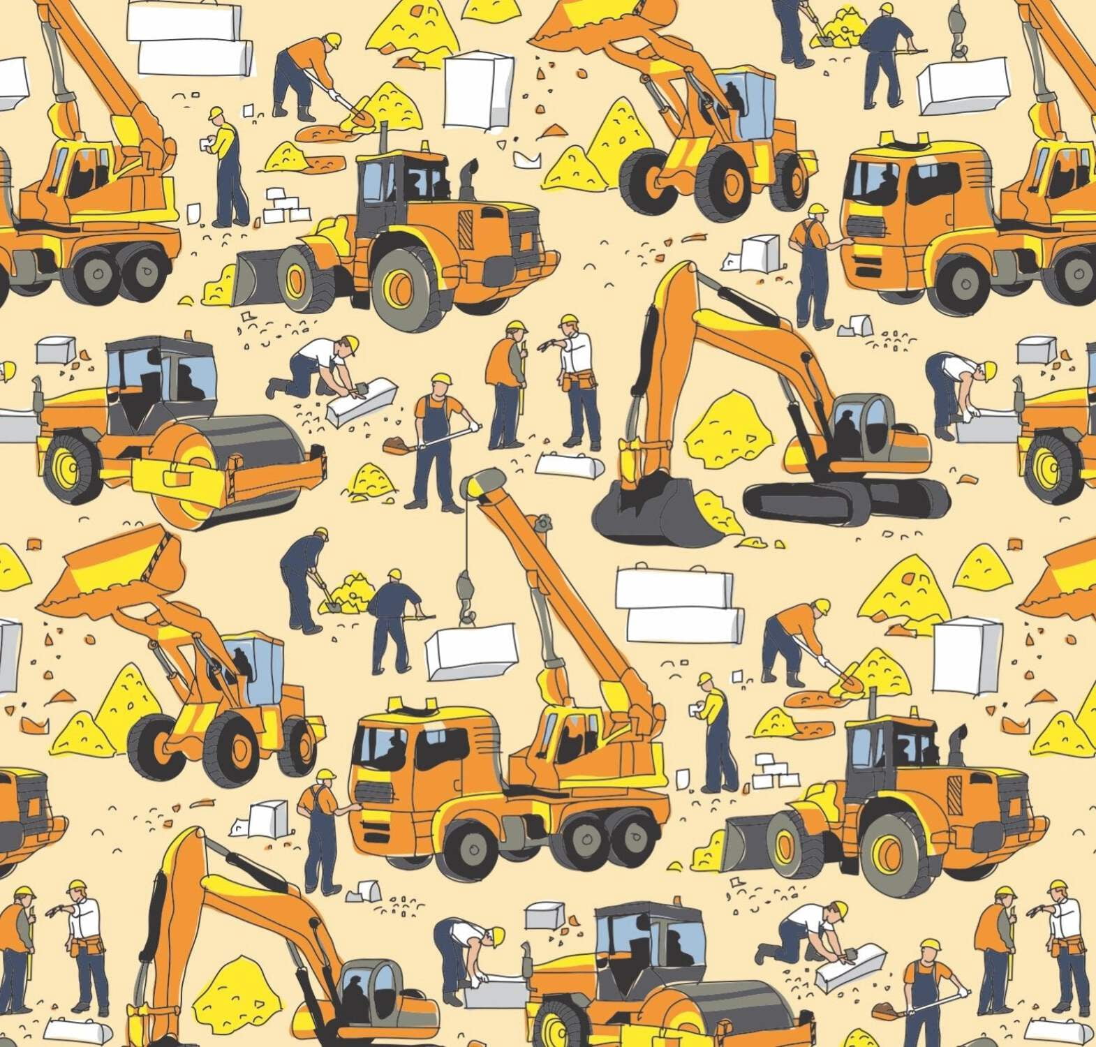 Stesha Party Construction Zone Gift Wrap, Birthday Party Supplies (3 Sheets, 30 in x 20 in) h3pzm
