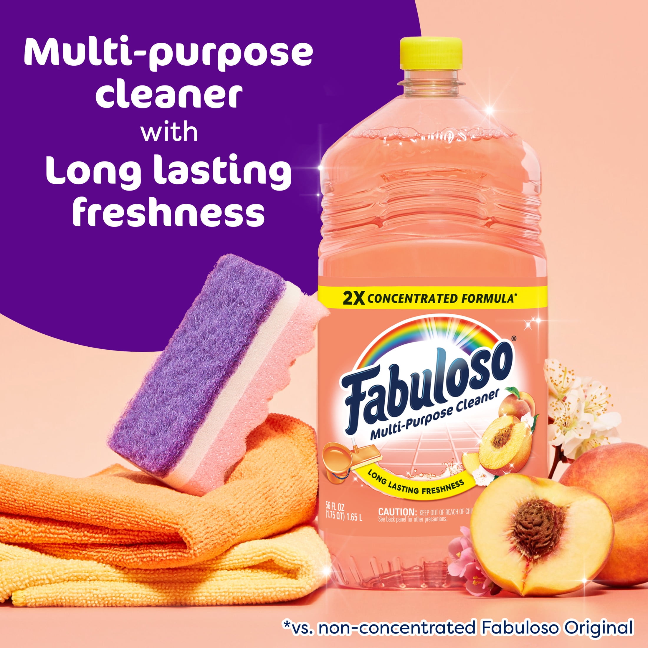 Fabuloso 2X Multi-Purpose Cleaner, Concentrated All-Purpose Surface & Floor Cleaner, Peach Scent (56 fl oz) eyyus