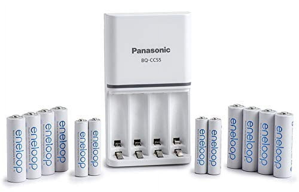 Panasonic Eneloop Rechargeable Battery Power Station (12 Pack, 8 AA and 4 AAA with Quick Charger) n65to