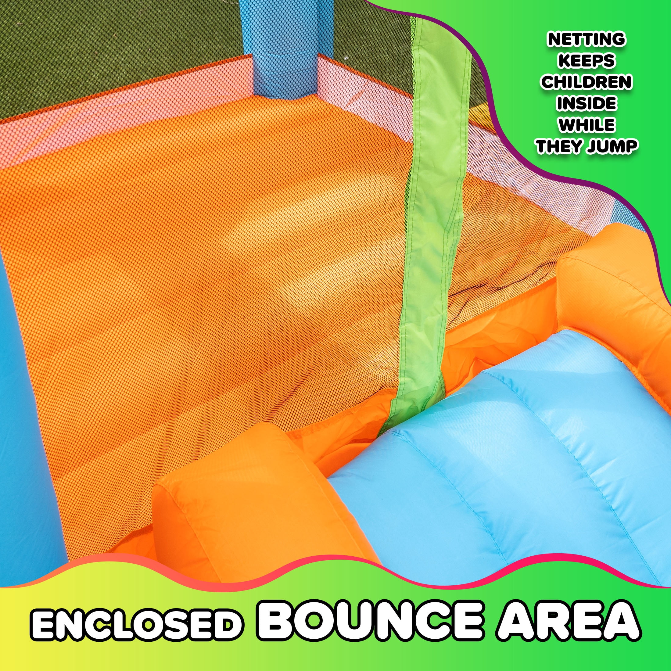 Sportspower My 1st 4-in-1 Inflatable Bounce House with Blower, Soccer Goal & Basketball Hoop (Multi-Color, 1 Unit) 1cwn7