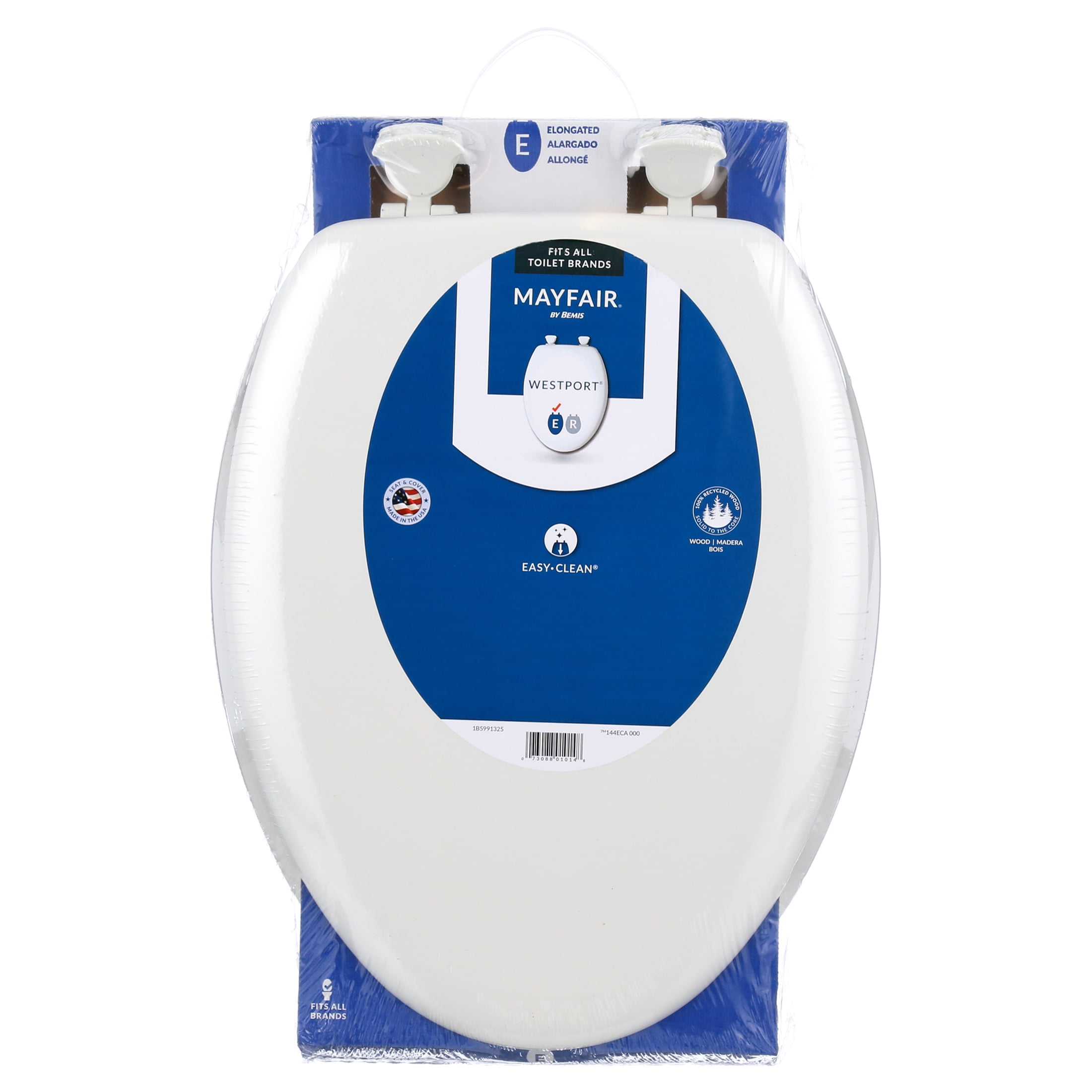 Mayfair Lift-Off Elongated Enameled Wood Toilet Seat (White, 18.5 in) tqikq
