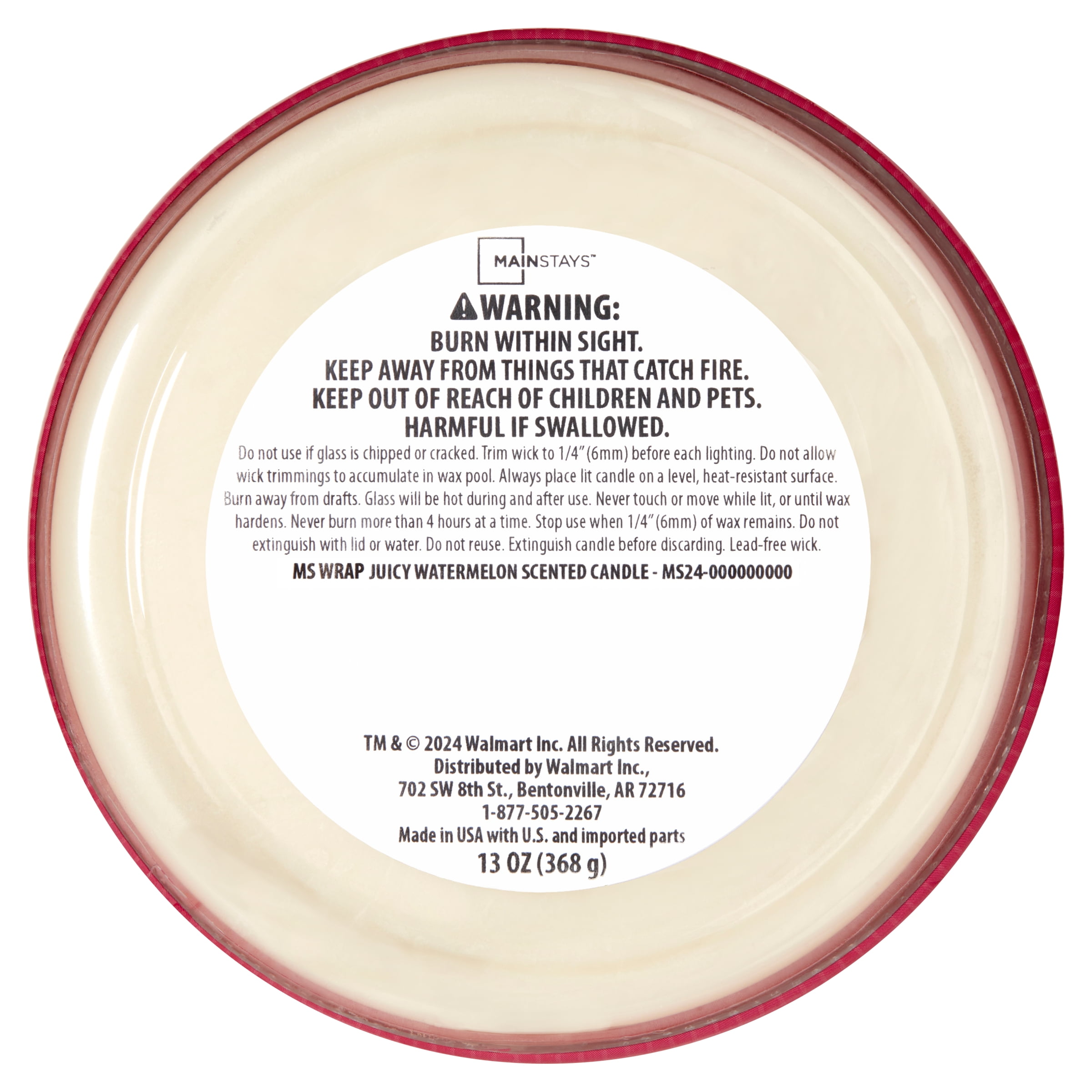 Mainstays 3-Wick Scented Candle, Juicy Watermelon Fragrance with Decorative Wrap (Red, 14 oz) c44ch
