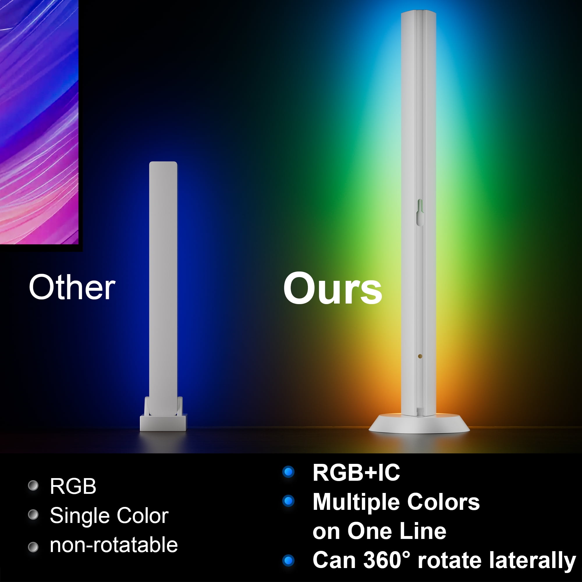 DAYBETTER RGB LED Light Bars, Smart Music Sync TV Backlight with App and Remote Control (Multi-Color, 2 Pack) mfvew
