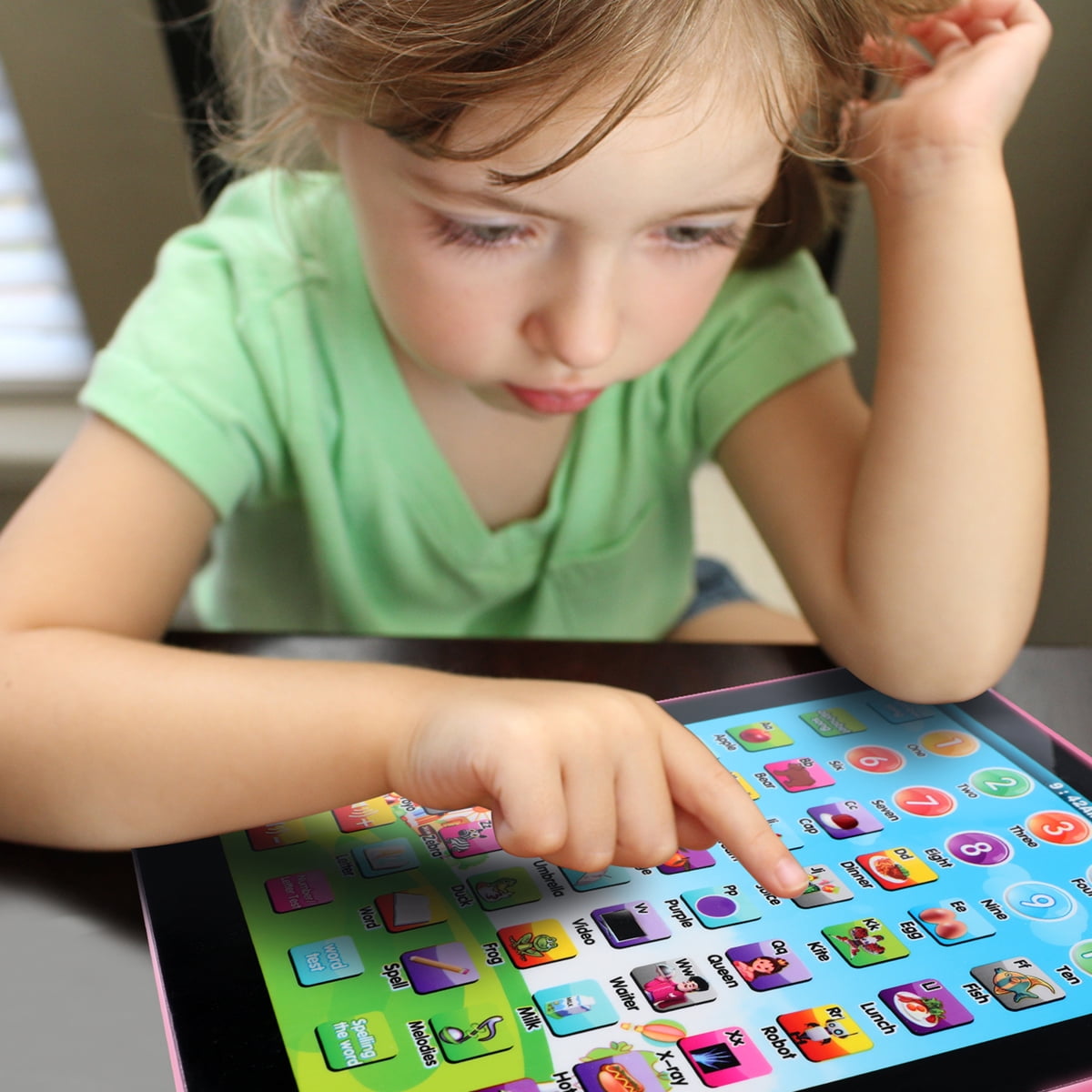 BFVV Kids Educational Learning Tablet Interactive Electronic Toy for Toddlers (Pink, 9.5 in x 7.5 in) j4cnu