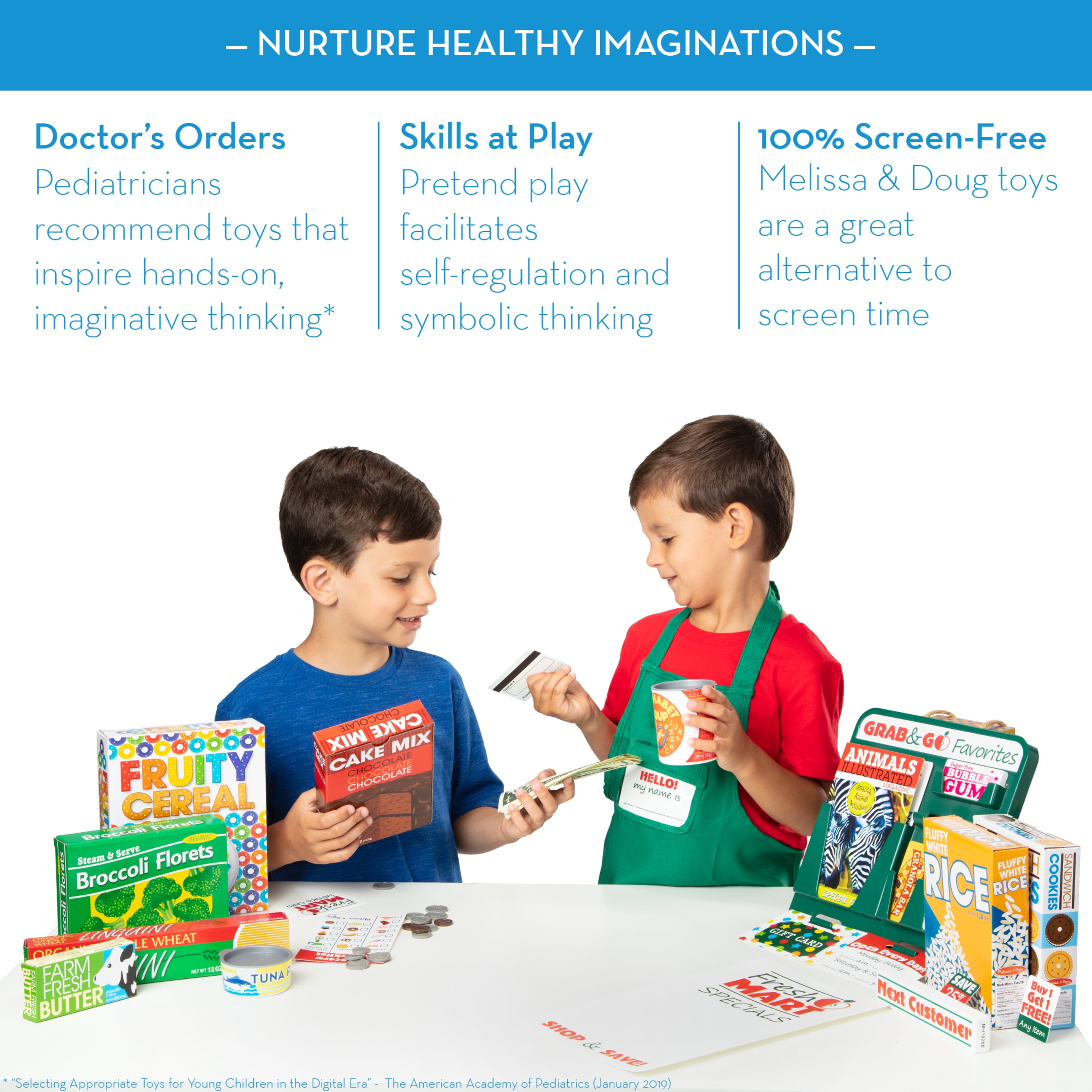 Melissa & Doug Fresh Mart Grocery Store Play Food and Role Play Companion Set (70 Pieces) i7u8b
