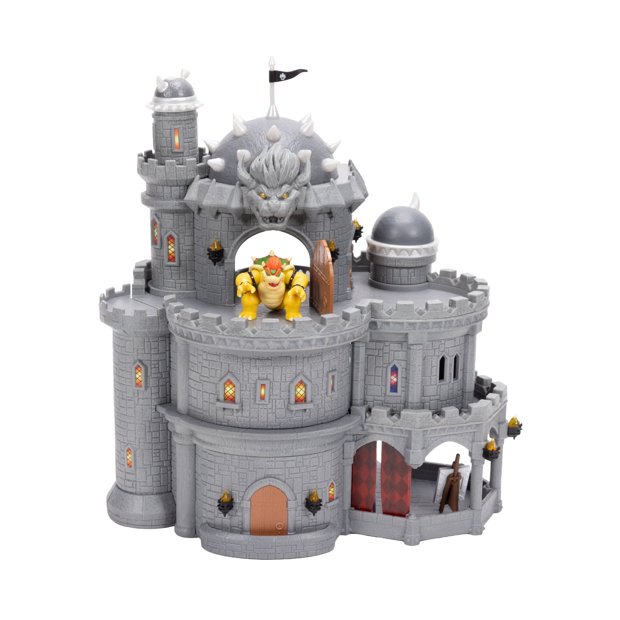 Super Mario Deluxe Bowser Castle Playset with Articulated Figure and Interactive Accessories (12 in) z46tl