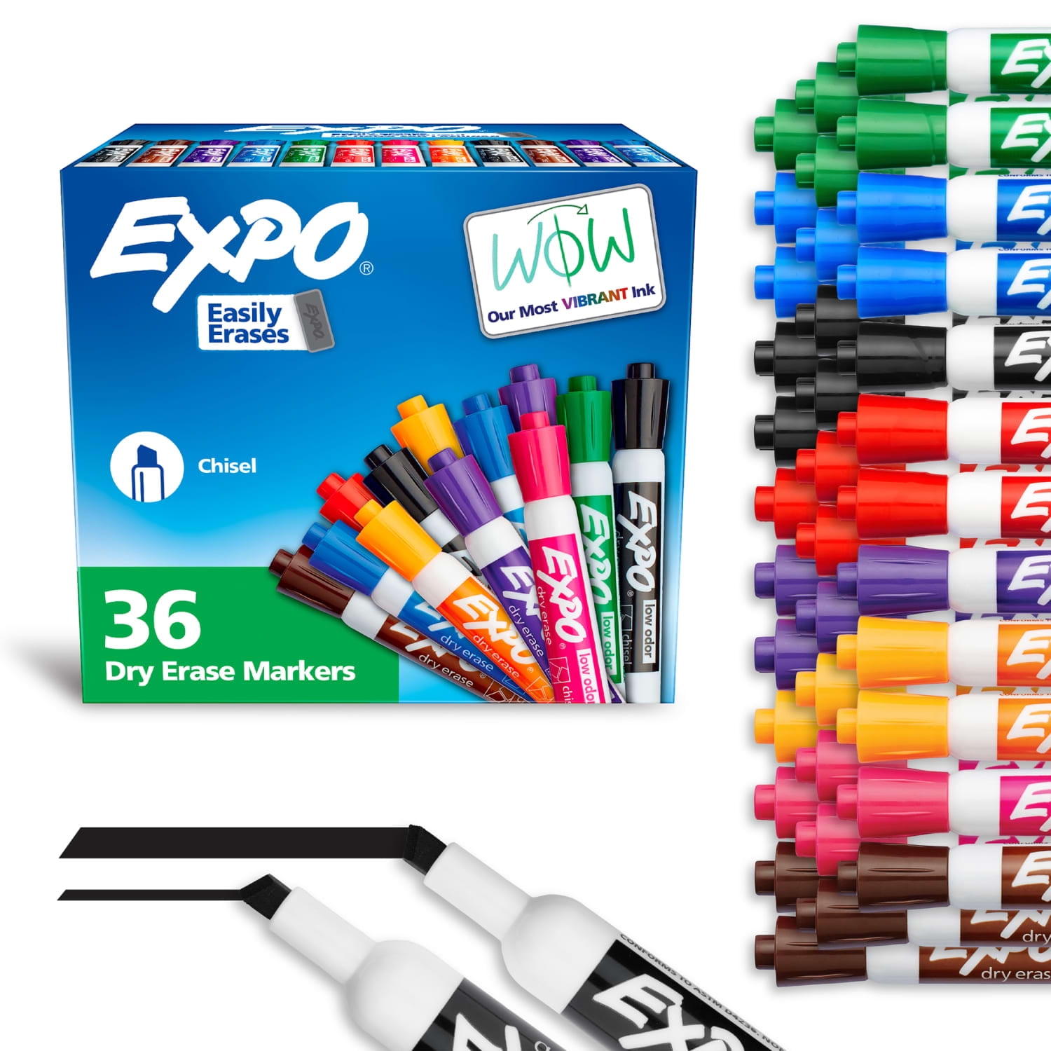 Expo Dry Erase Markers, Chisel Tip, Low-Odor Ink, Assorted Colors (36 Count) fpd62