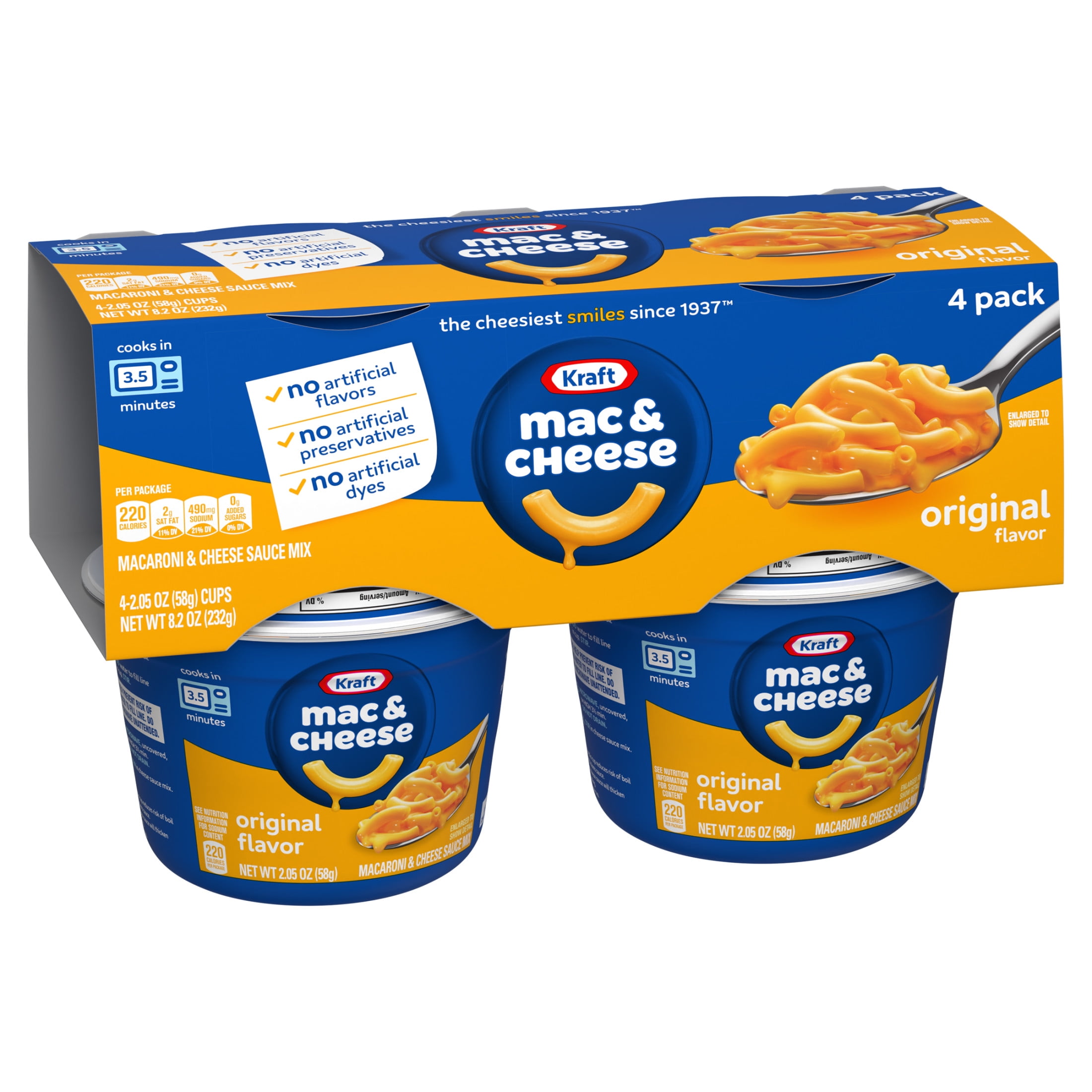 Kraft Original Macaroni and Cheese Dinner Cups (4 Pack, 2.05 oz Each) 4juec