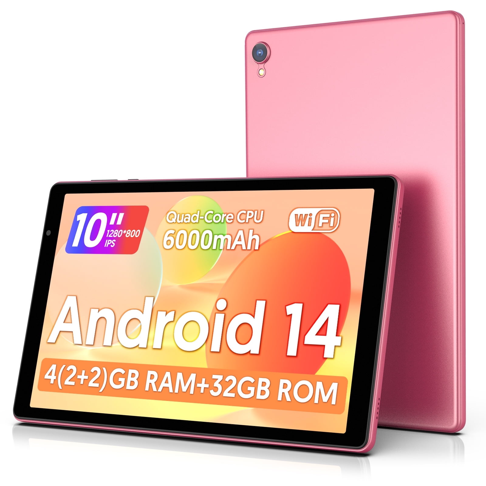 Tedupee 10 in Android 14 Tablet Quad Core Processor 4GB RAM 32GB ROM IPS HD Display (Pink, 10 in) m7n7m