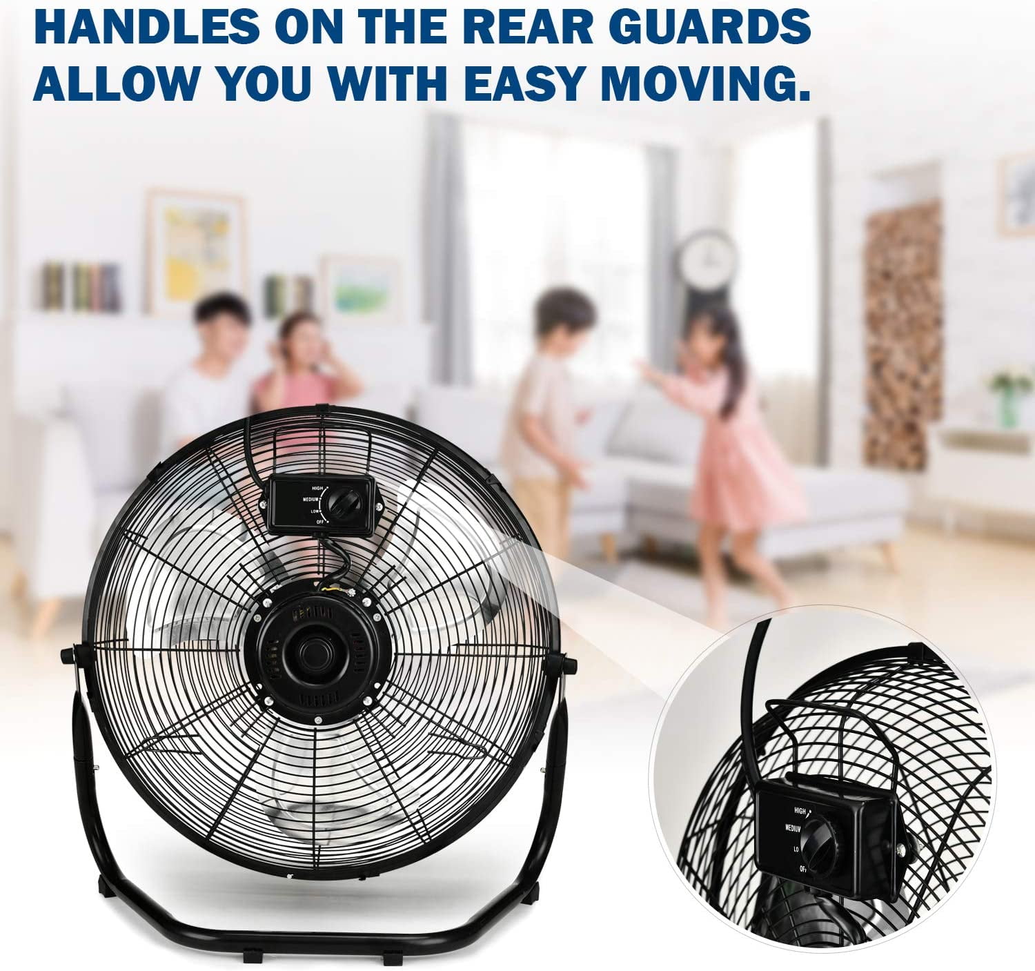 Simple Deluxe 12 in High Velocity Floor Fan, 3-Speed Heavy Duty Metal Air Circulator for Home and Workshop (Black, 12 in) y98by