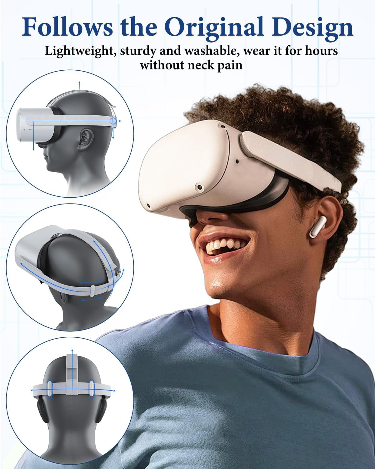 Prociv Replacement Head Strap for Meta Quest 2 (Grey, 1 Pack) lm37d