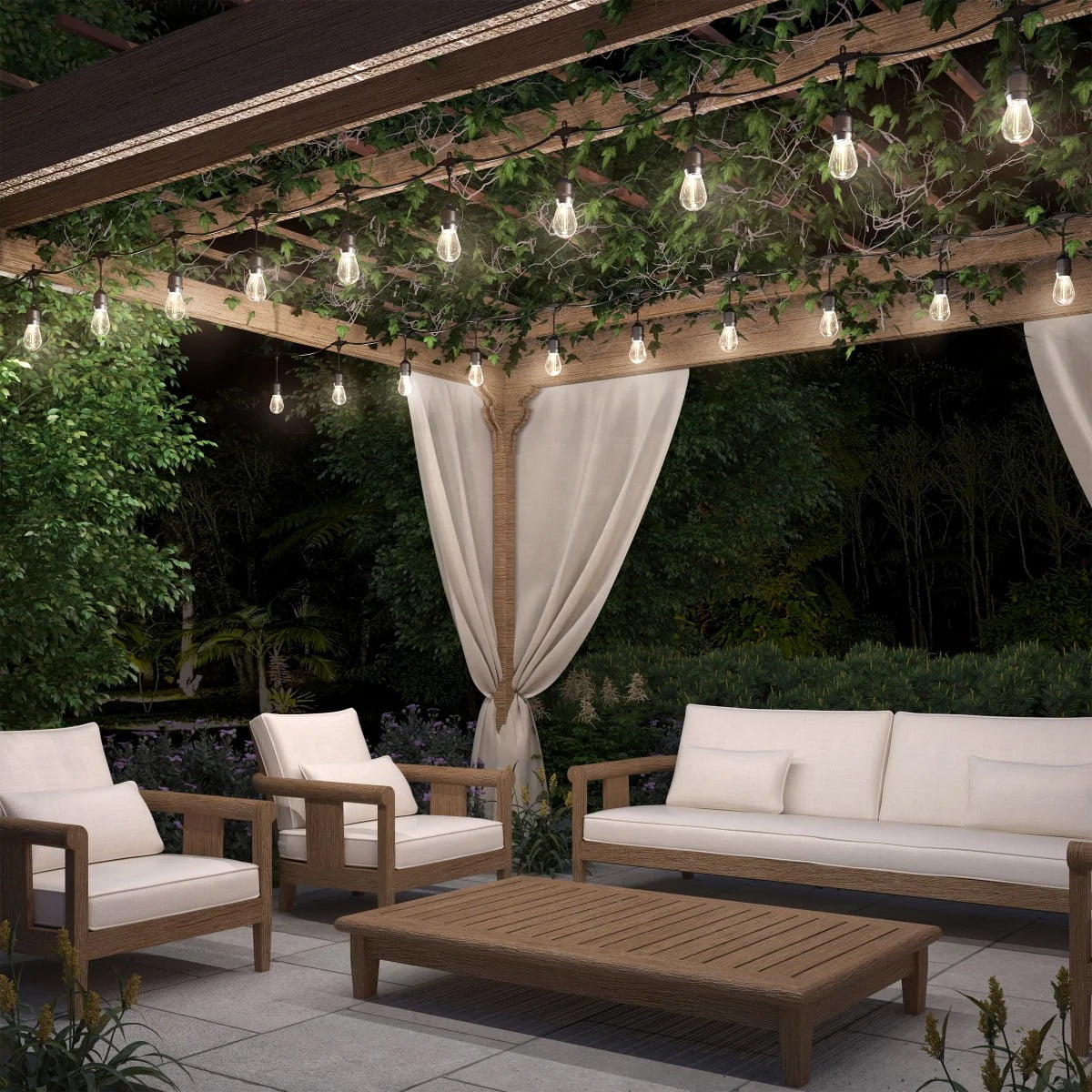 Artika Blaze LED Outdoor Solar String Lights with 20 Replaceable Bulbs (Matte Black, 40 ft) spr0j