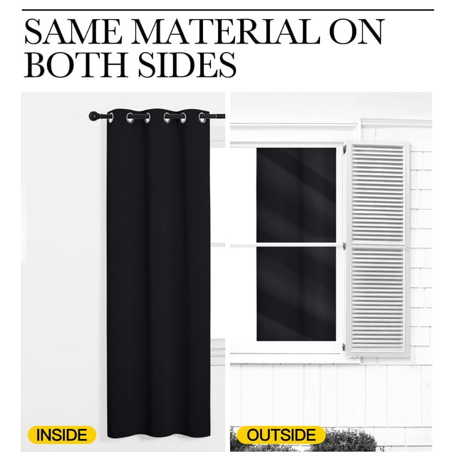 NICETOWN Blackout Curtains for Kitchen and Bedroom, Thermal Insulated Window Drapes (Black, 52 in x 63 in, Set of 2) l41u2