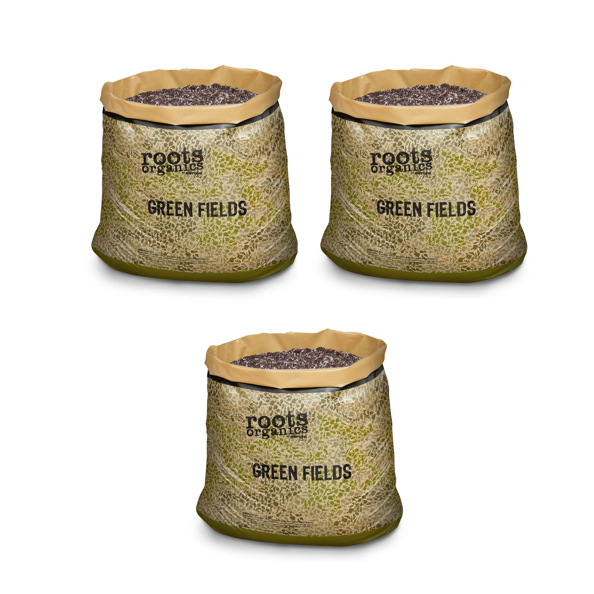 Roots Organics Green Fields Hydroponic Potting Soil Mix (Green, 3 Pack of 10 gal) hjz09