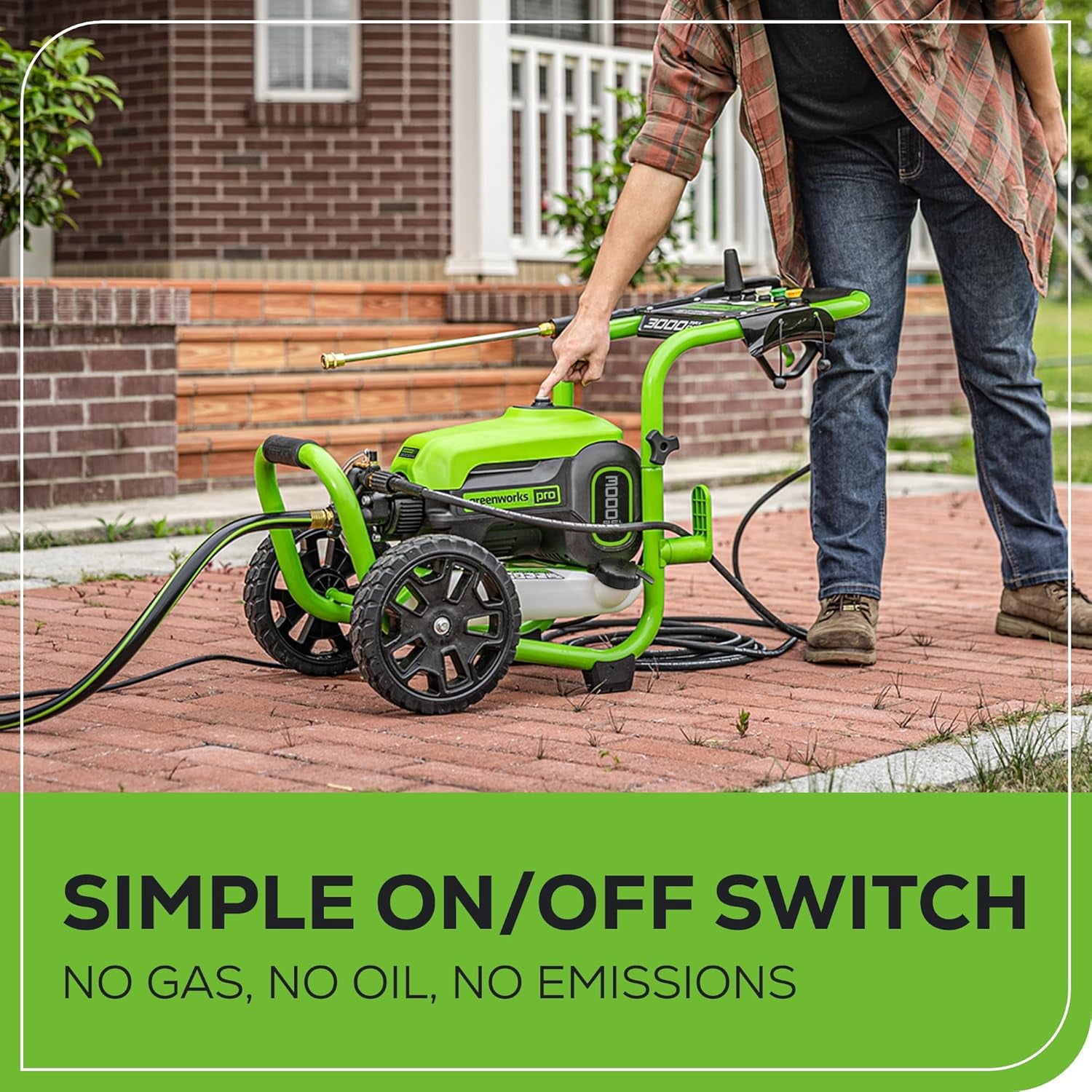 Greenworks 3000 PSI Electric Pressure Washer with Foam Cannon and 25 ft Hose (2.0 GPM) 3yjsn