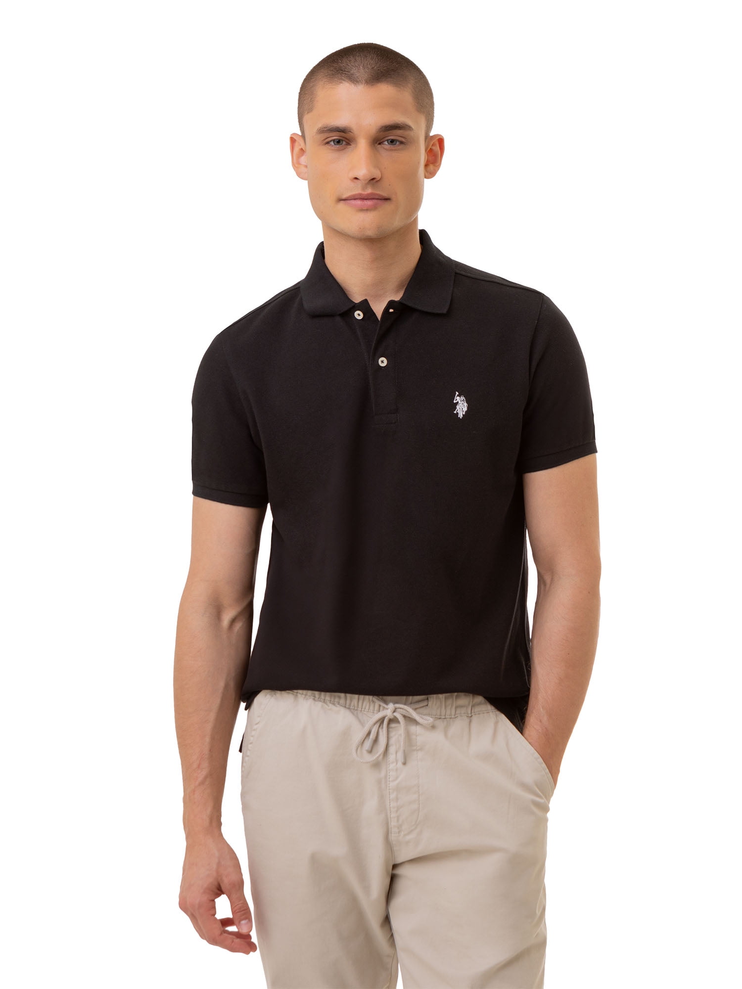 U.S. Polo Assn. Men's Slim Fit Pique Polo Shirt (Black, S) 44de0