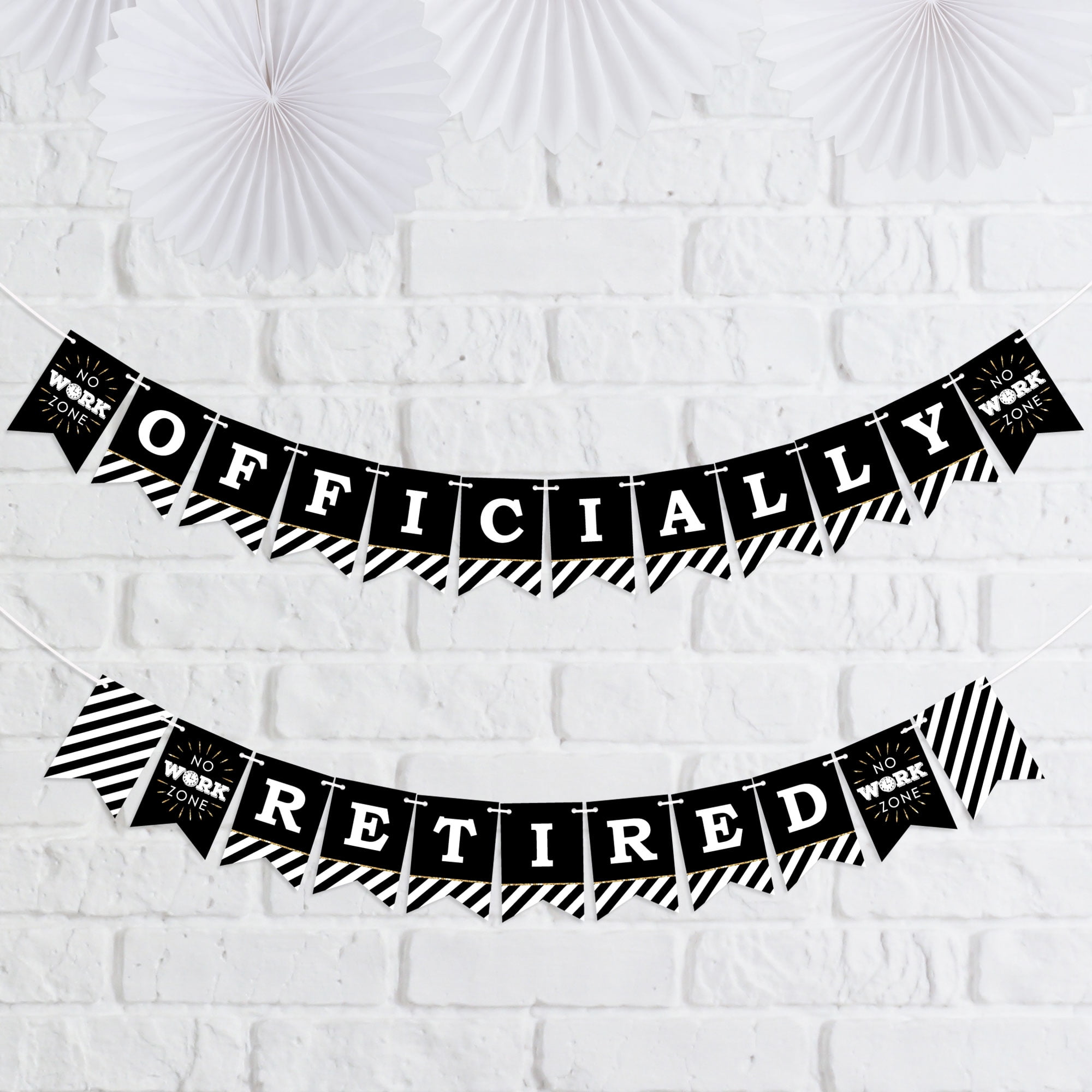 Big Dot of Happiness Happy Retirement Party Mini Pennant Banner (Black, 24 Piece Set) qggob