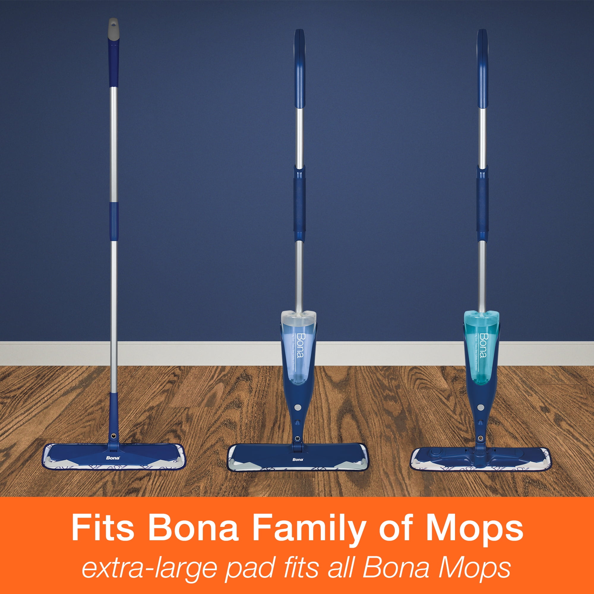 Bona Microfiber Floor Cleaning Pad Set (Blue, 1 Pack) p17le