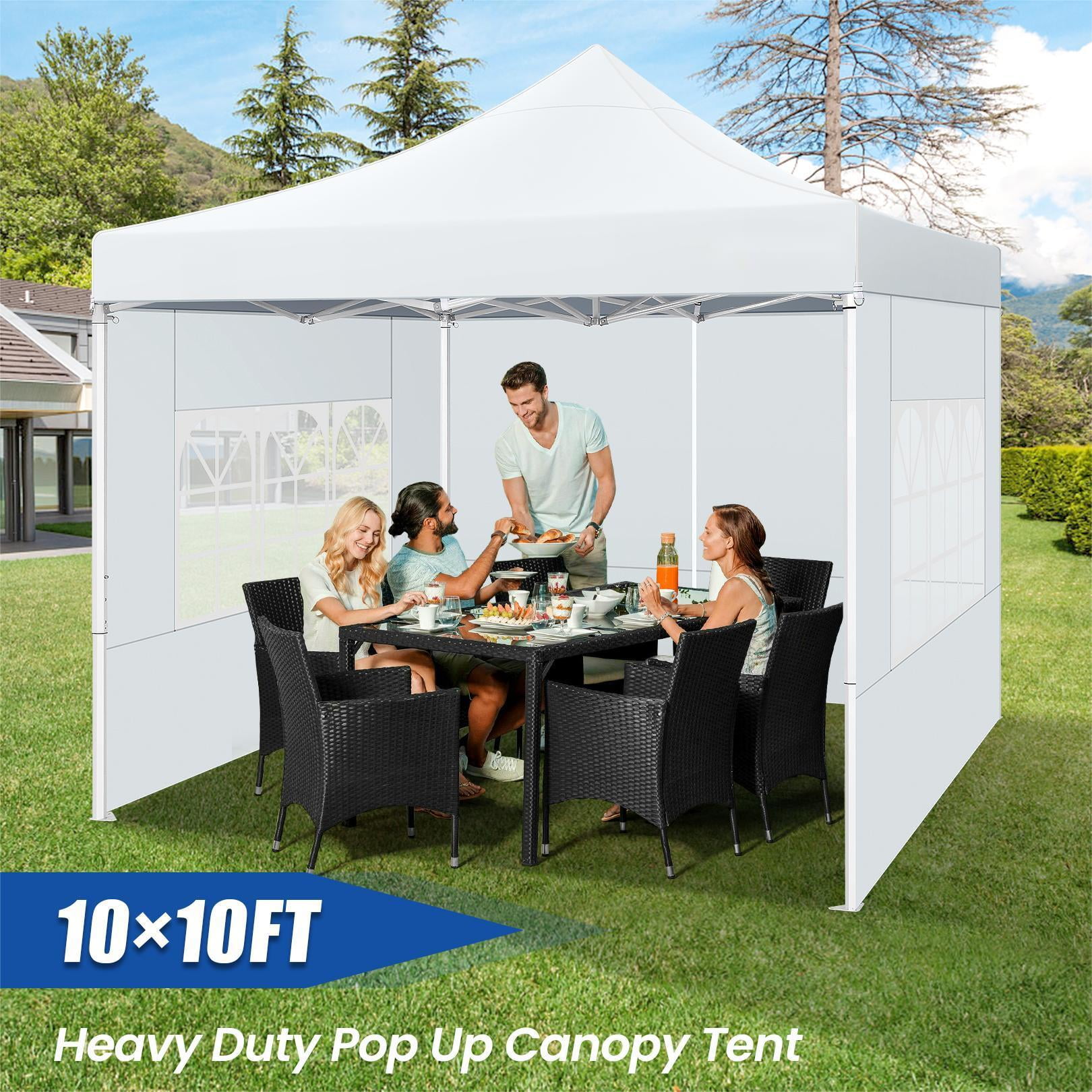COBIZI 10x10 Heavy Duty Pop Up Canopy Tent with 4 Sidewalls, Commercial Instant Waterproof Shelter, UV 50+ Protection (White, 10x10 ft) zvpd3
