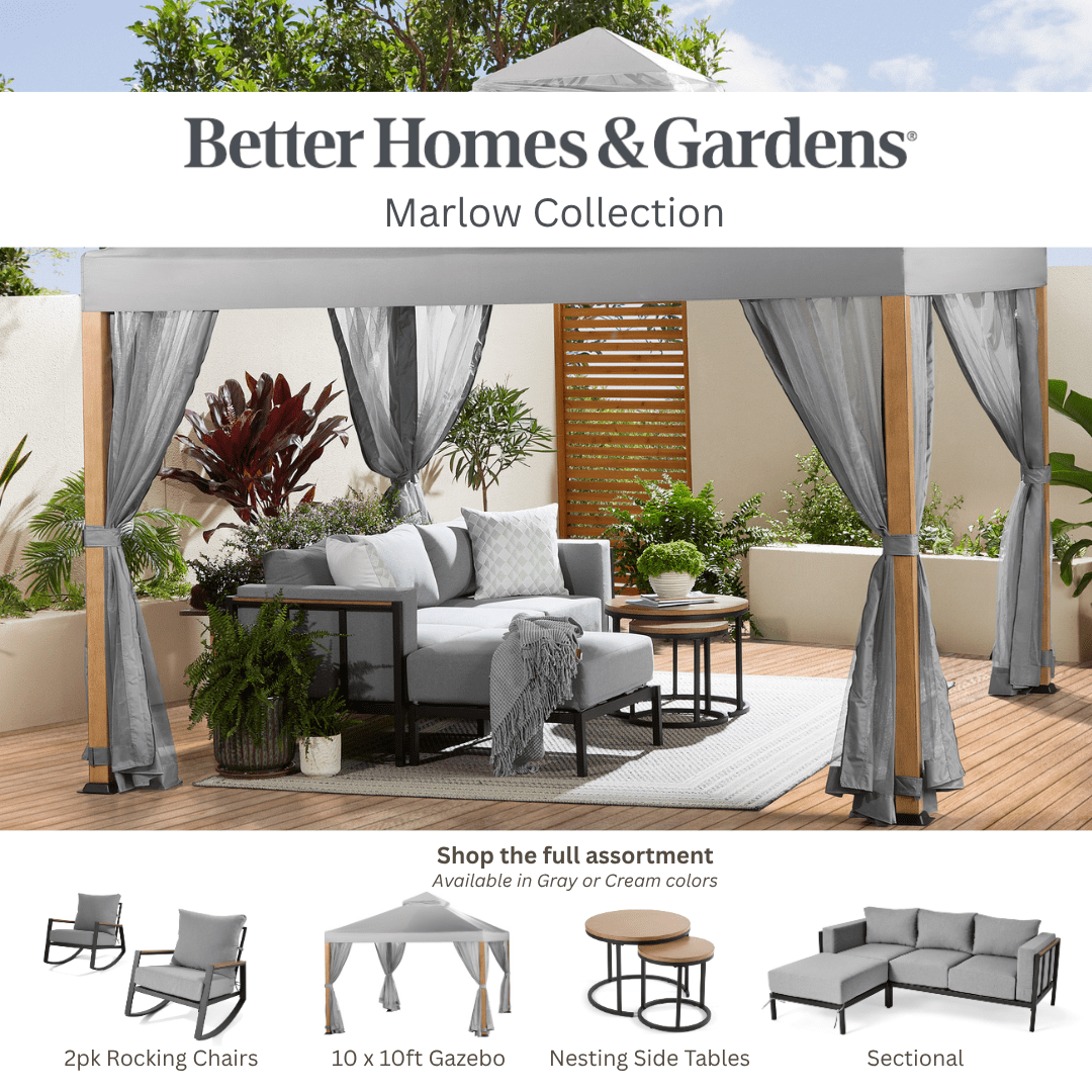 Better Homes & Gardens Marlow Outdoor Patio Rocking Chairs (Black Frame/Gray Cushion, 2-Pack) 2lx7x
