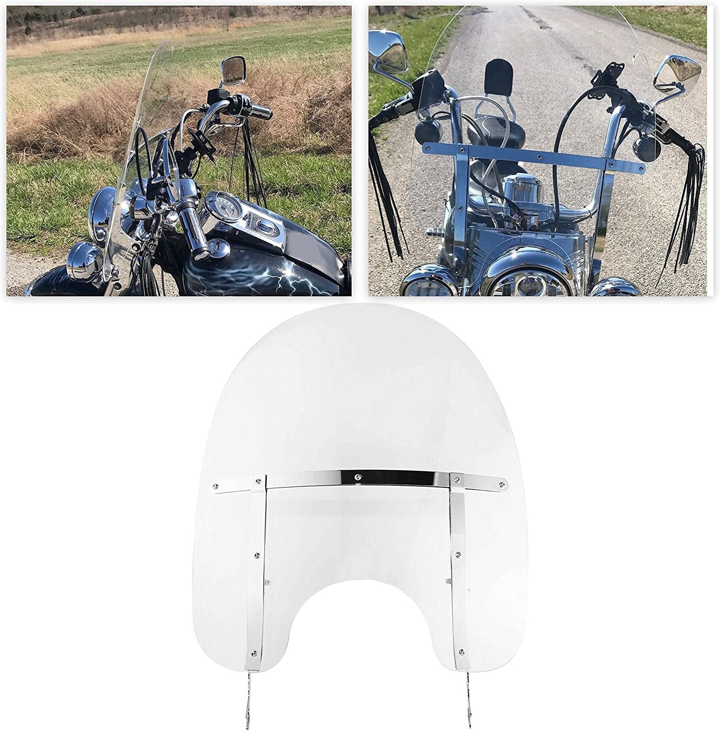 Kojem Motorcycle Windshield for Harley Davidson Softail Heritage Classic FatBoy (Clear, 26.5 in x 23 in) le8js