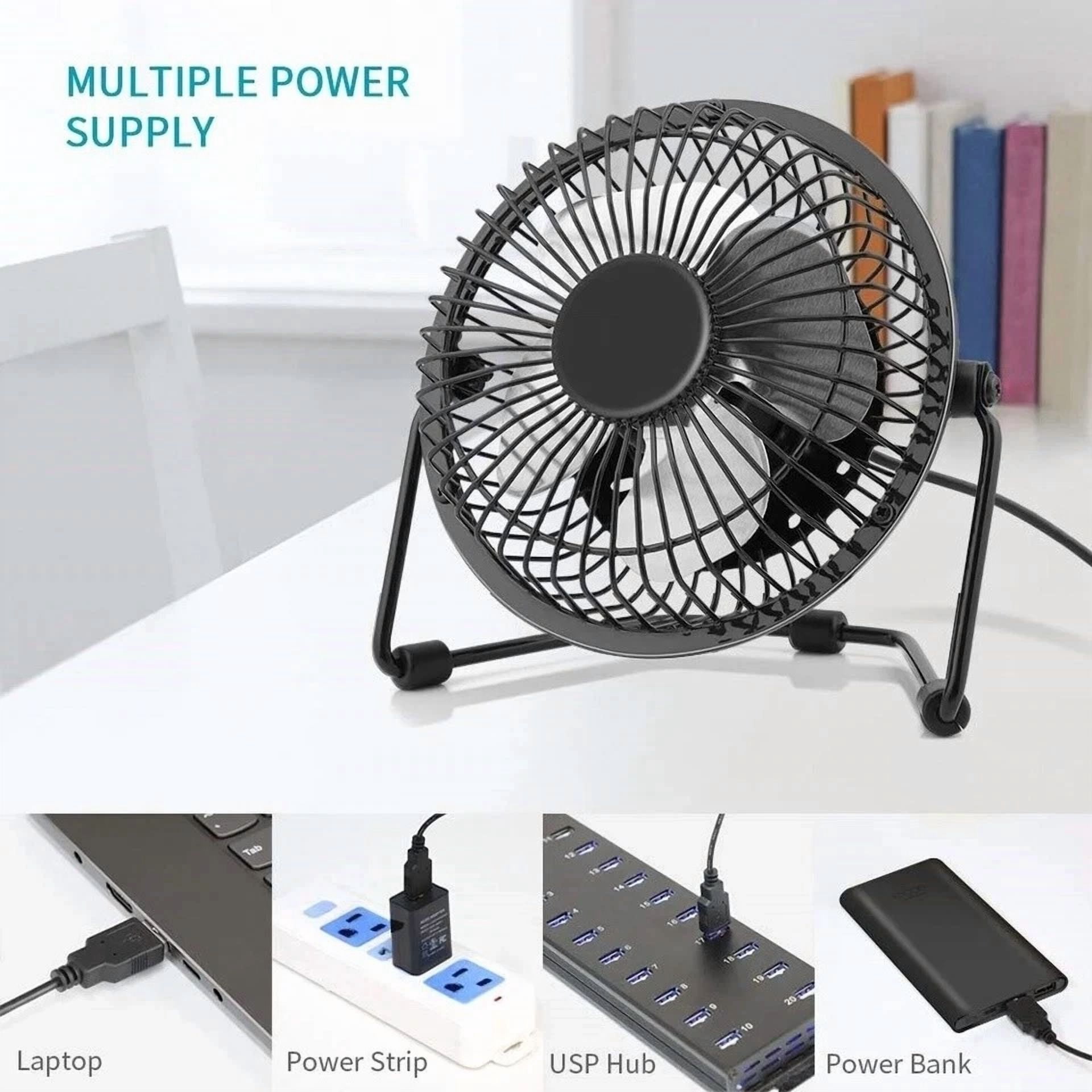 Rhea USB Desk Clip On Fan Portable Air Circulator for Office and Camping (Black, 4 in) 4kdqr