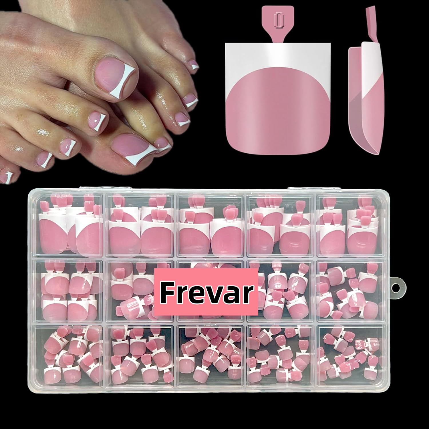 Frevar French Tip Press-On Toenails, Square Soft Gel Full Cover False Nail Extensions (Berry Pink, 150 Pieces) i2xdl