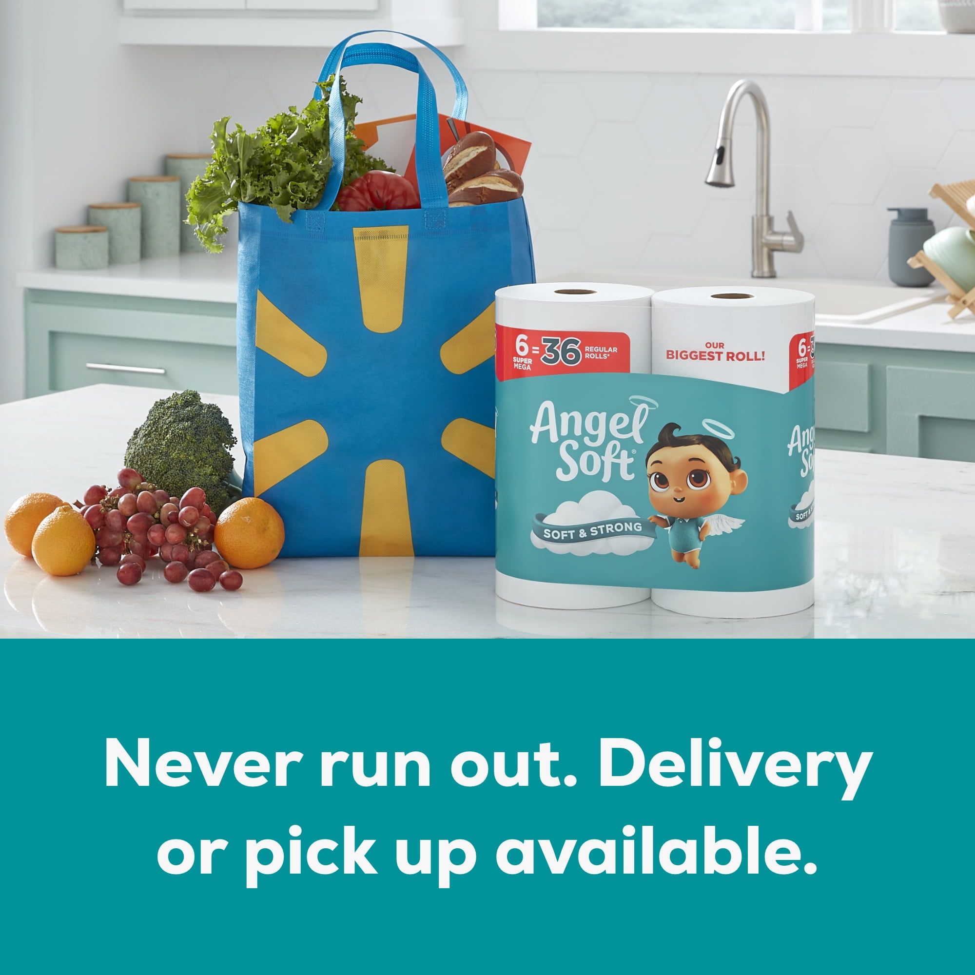 Angel Soft 2-Ply Toilet Paper, Long-Lasting Mega XL Rolls (White, 6 Pack) kkqqo