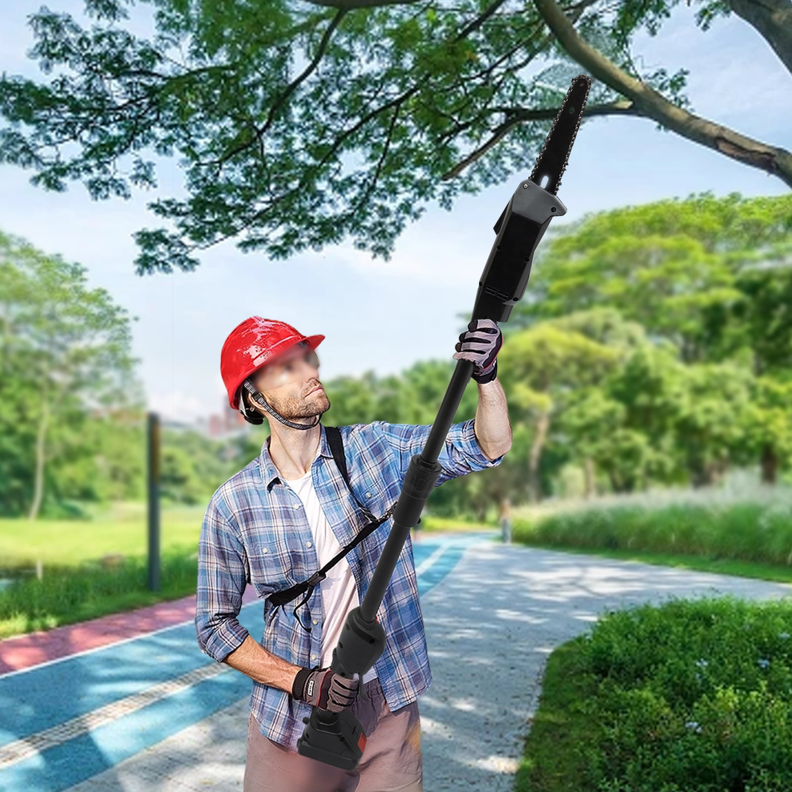 ChicHomey Cordless Electric Pole Saw, High-Efficiency Garden Pruning Tool with Adjustable Length (Black, 4.1 ft) o4bmd