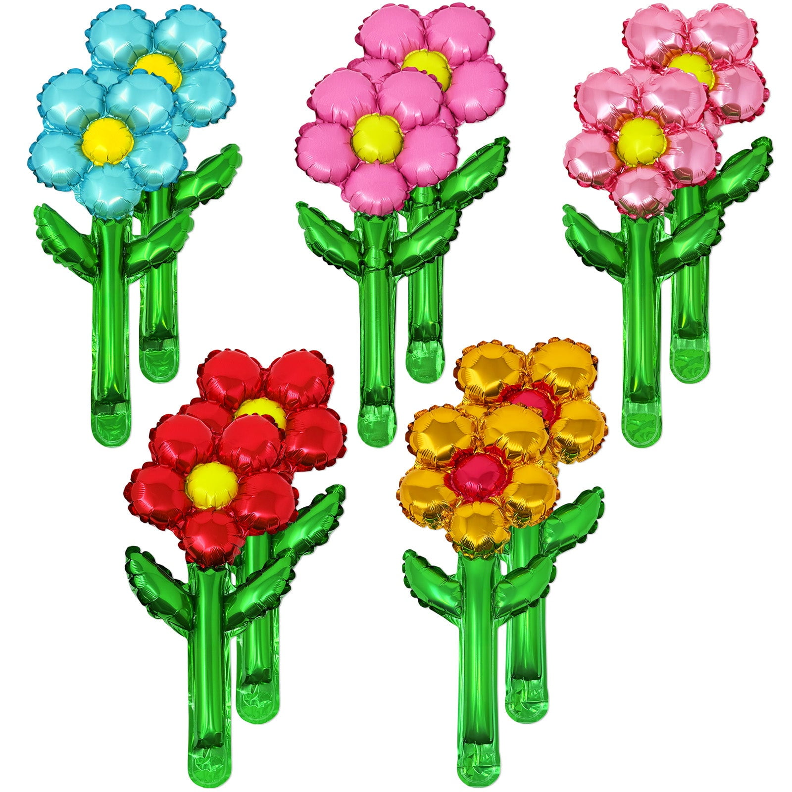 Wrapables Aluminum Foil Flower Balloons for Party Decorations (Multi-Color, 10 Pack, 15.5 in x 6.5 in) lhqji