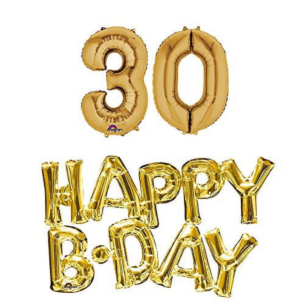Anagram 30th Birthday Party Decoration Balloon Set (Gold, 1 Pack) z7tj5